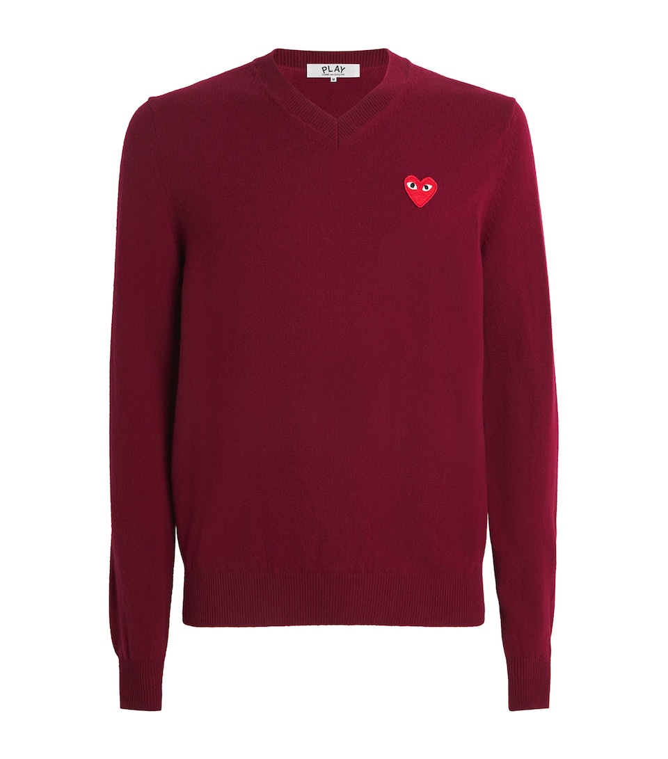 Wool V-Neck Heart Sweater
