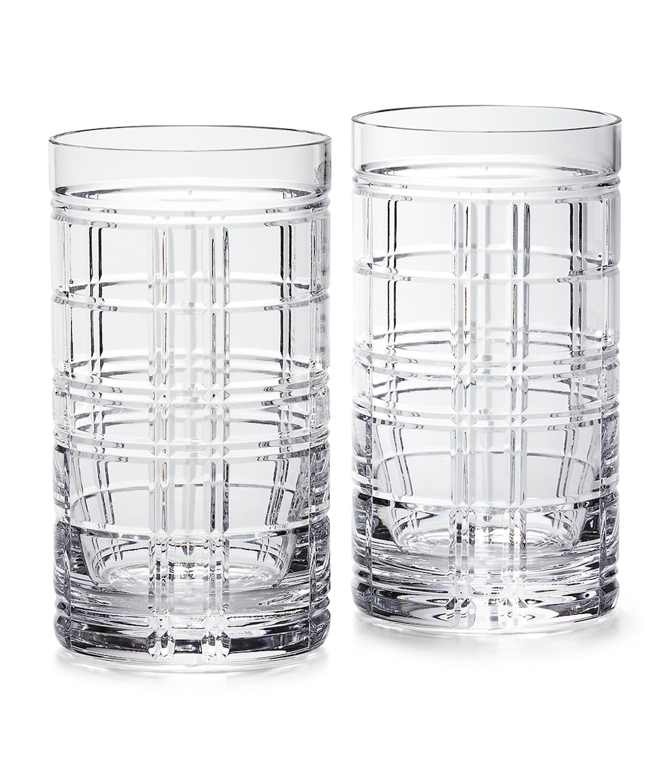 Set of 2 Hudson Plaid Highball Glasses