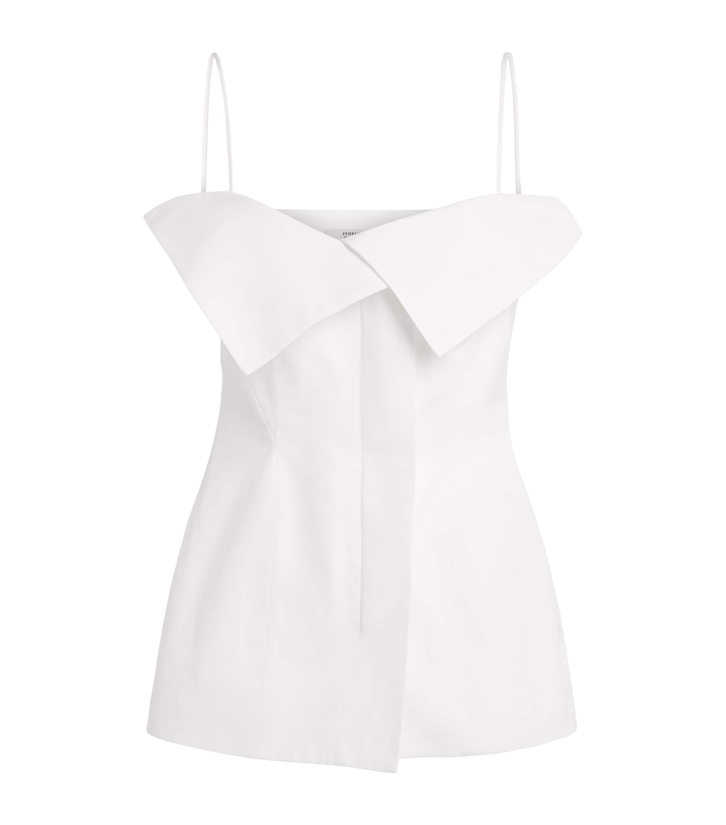 FFORME Womens Cotton Folded Eilwen Top White
