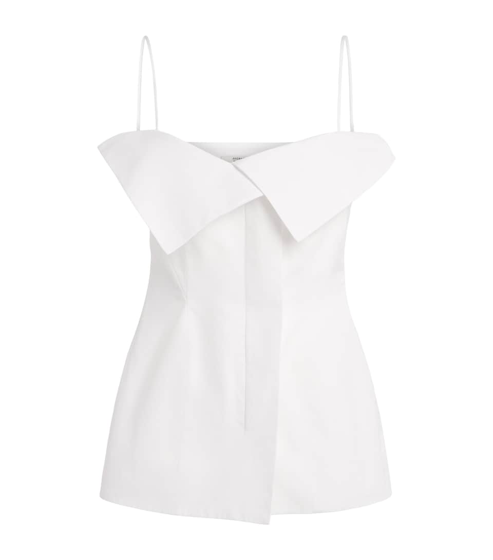 FFORME Womens Cotton Folded Eilwen Top White