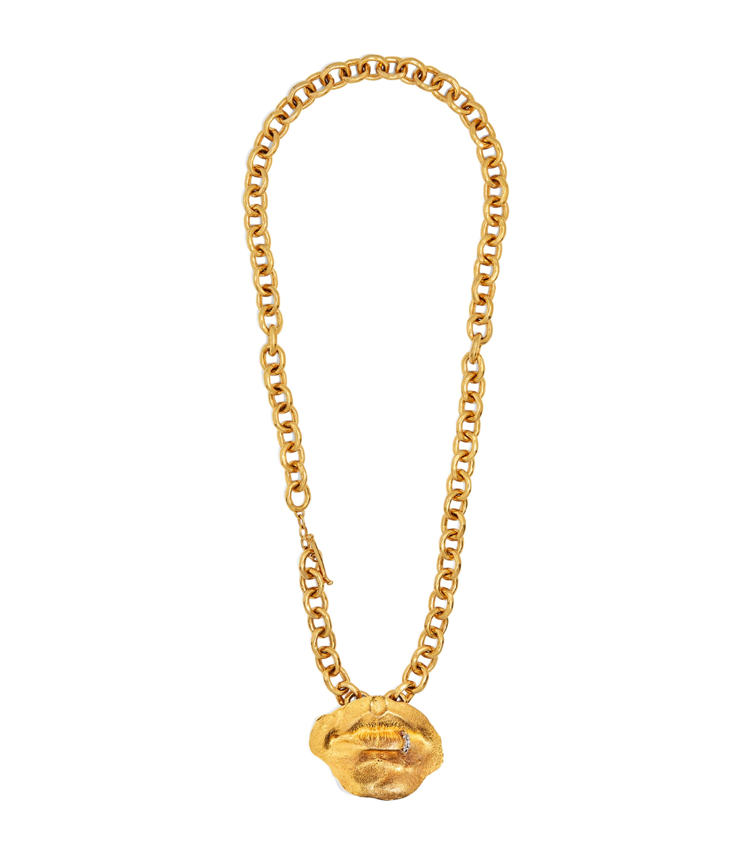 Schiaparelli Mouth Chain Necklace Gold
