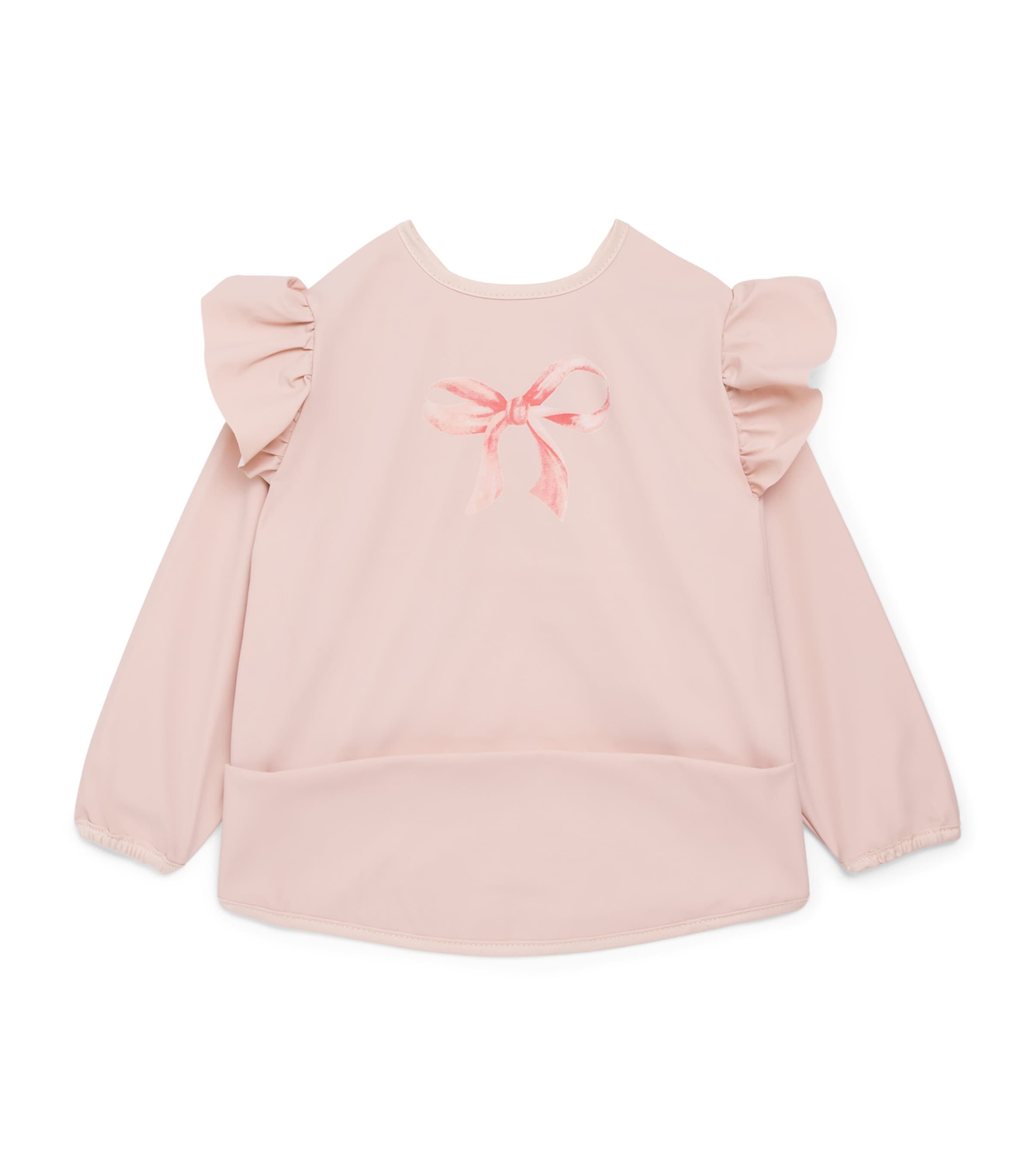 Elodie Bow Print Long-Sleeve Bib Rosy Bow