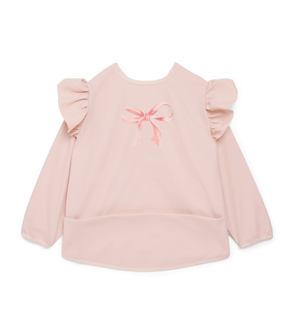 Elodie Bow Print Long-Sleeve Bib Rosy Bow