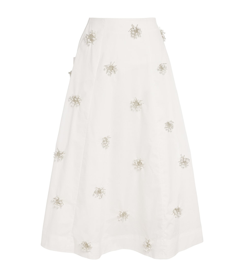 Cotton Embellished Novanna Midi Skirt