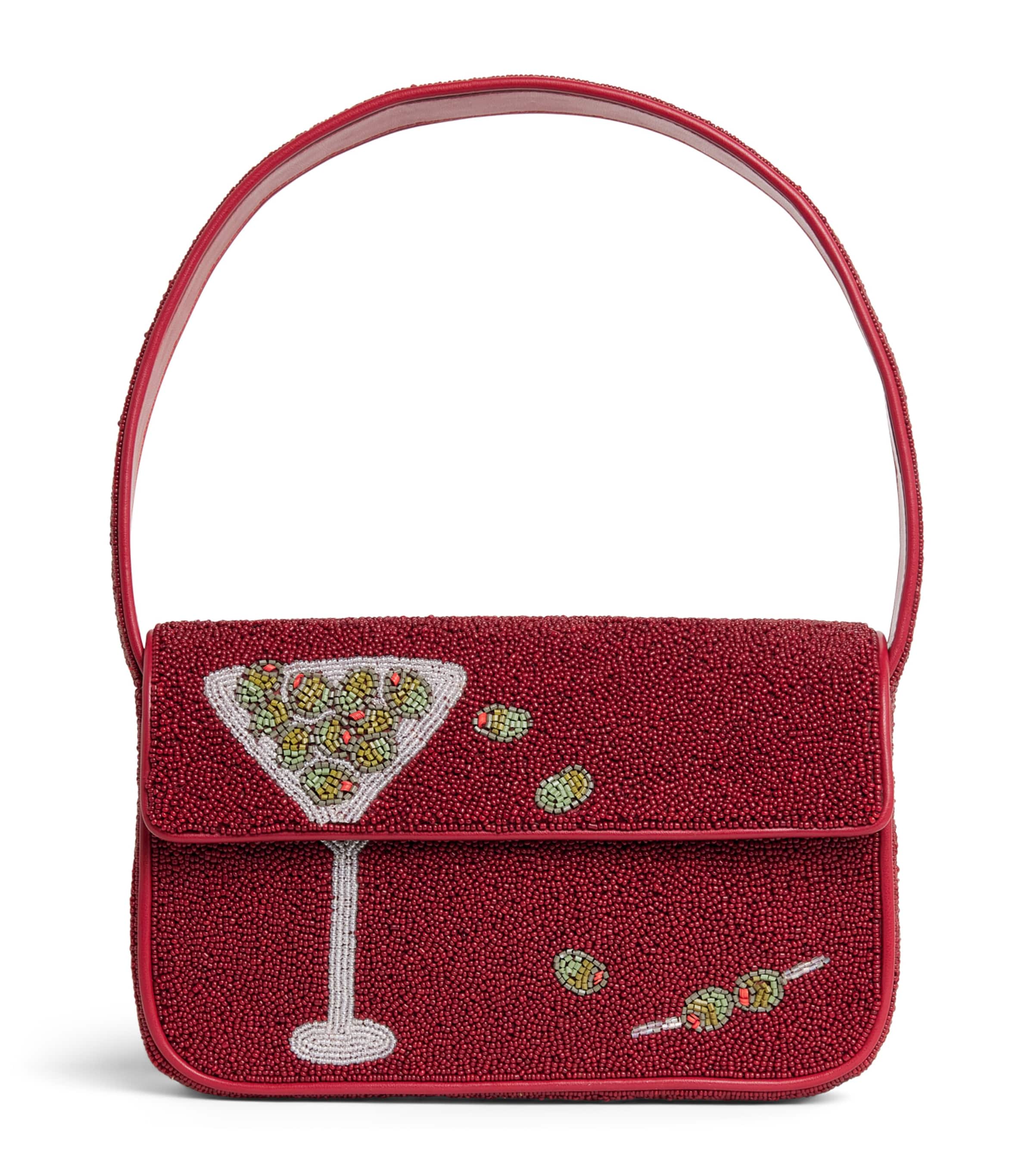 STAUD Beaded Tommy Shoulder Bag Extd Extra Dirty