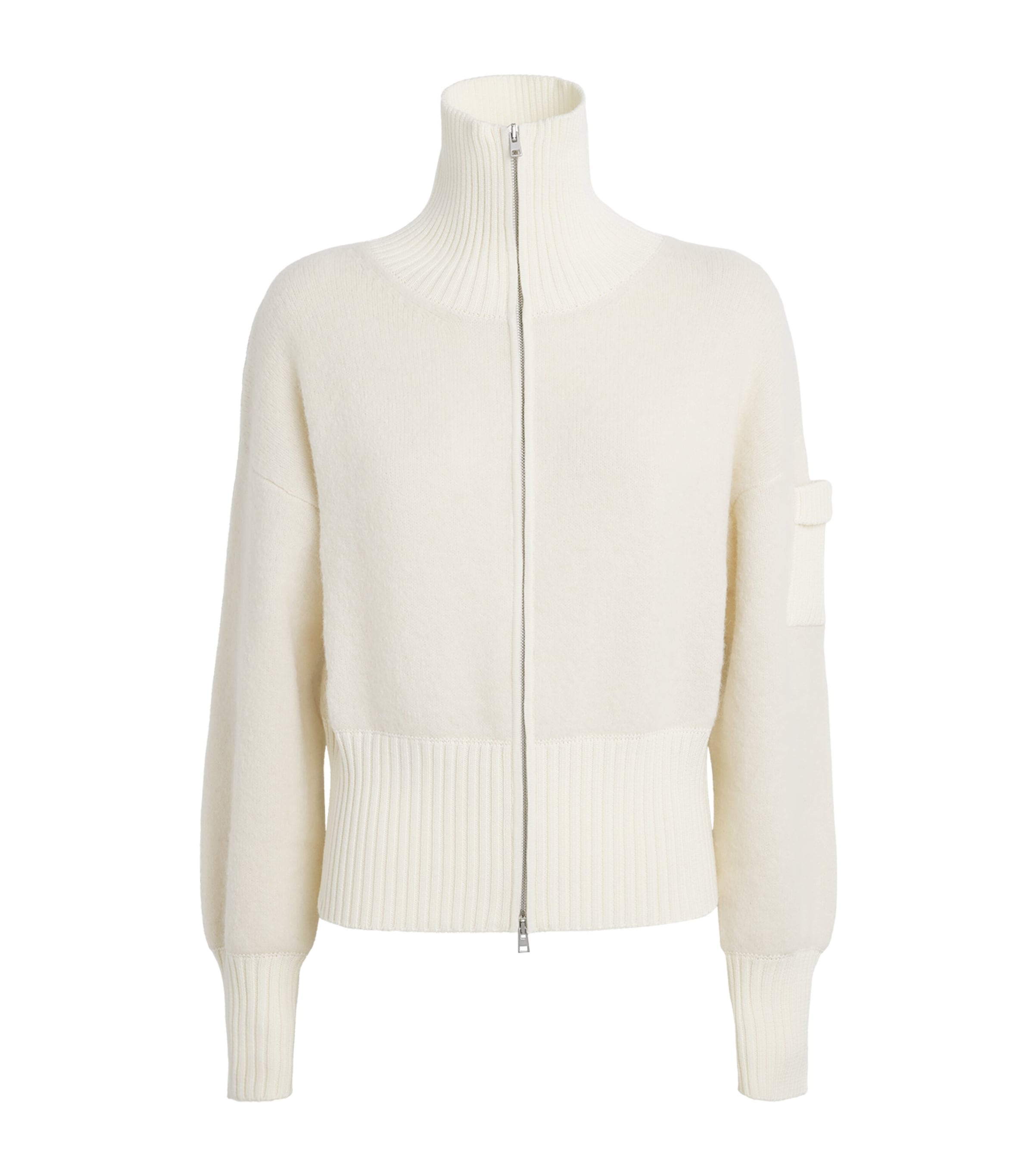 Alpaca-Blend Zip-Up Cardigan