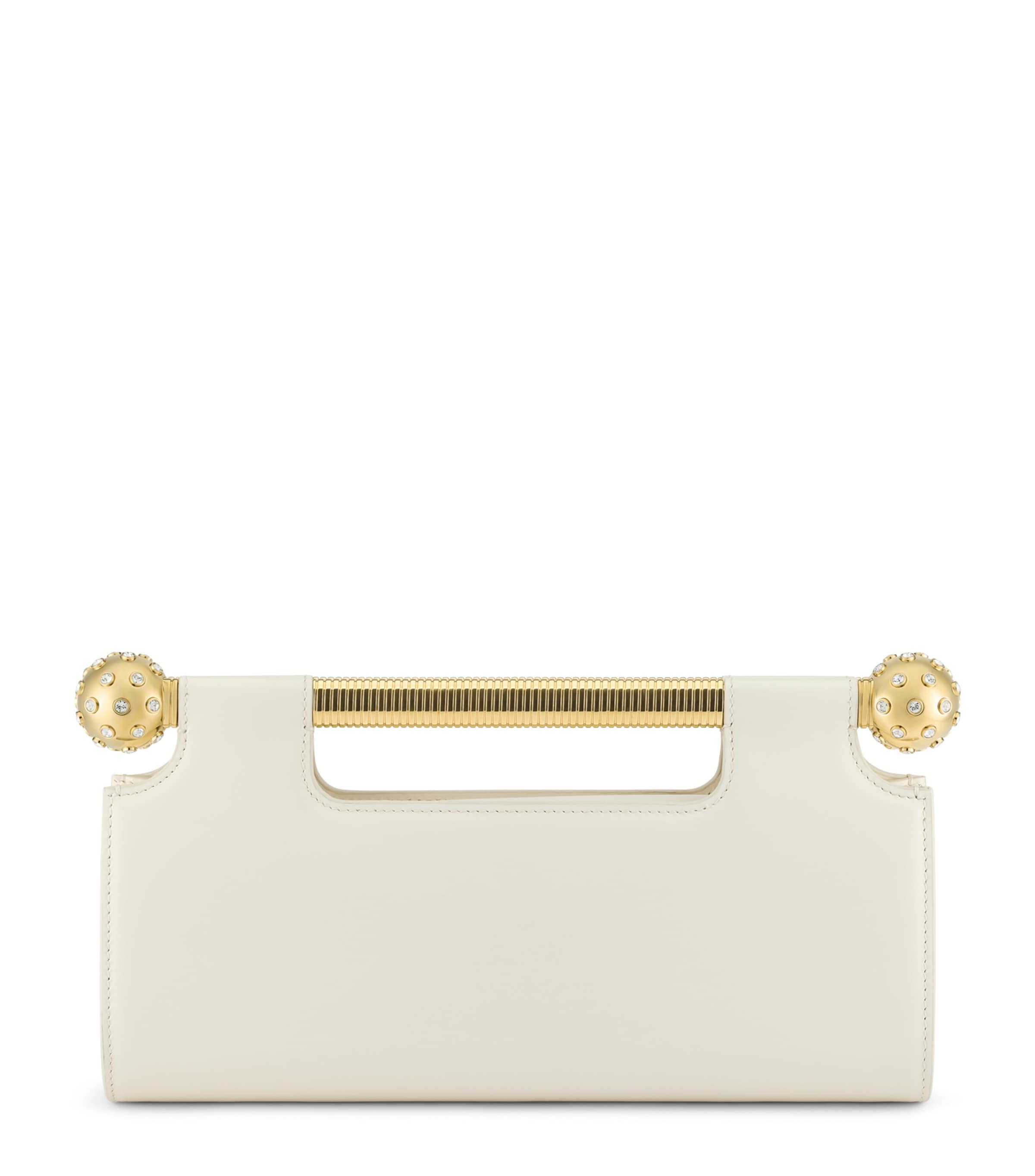 Bvlgari Leather Tubogas Spheres Clutch Bag White