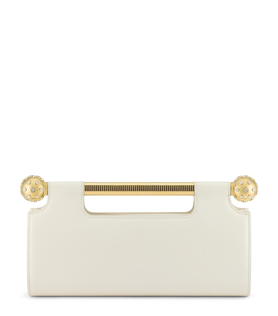 Bvlgari Leather Tubogas Spheres Clutch Bag White