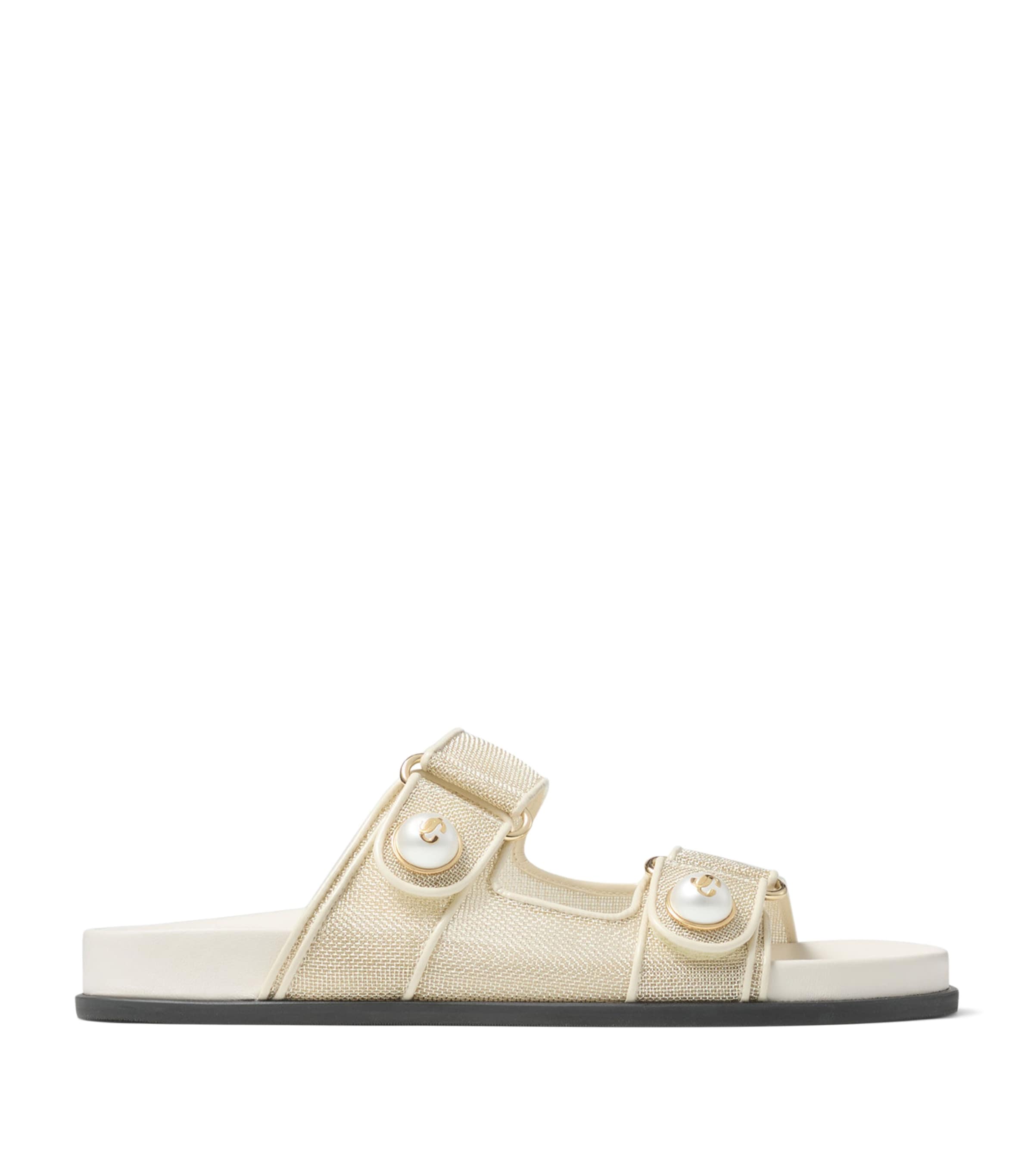 Jimmy Choo Fayence Mesh Sandals Champagne/latte
