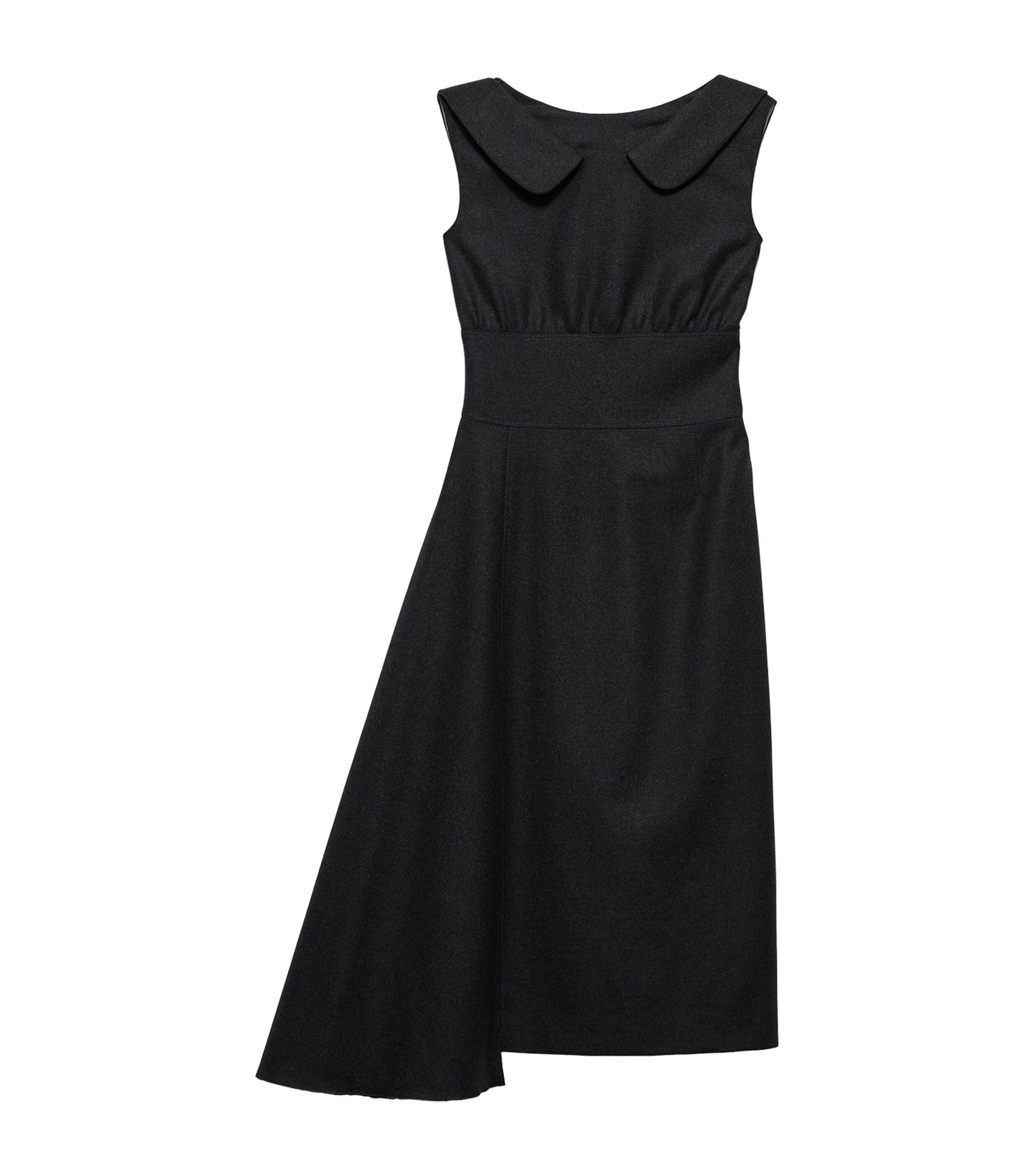 Prada Womens Re-Wool Asymmetric Midi Dress Grey