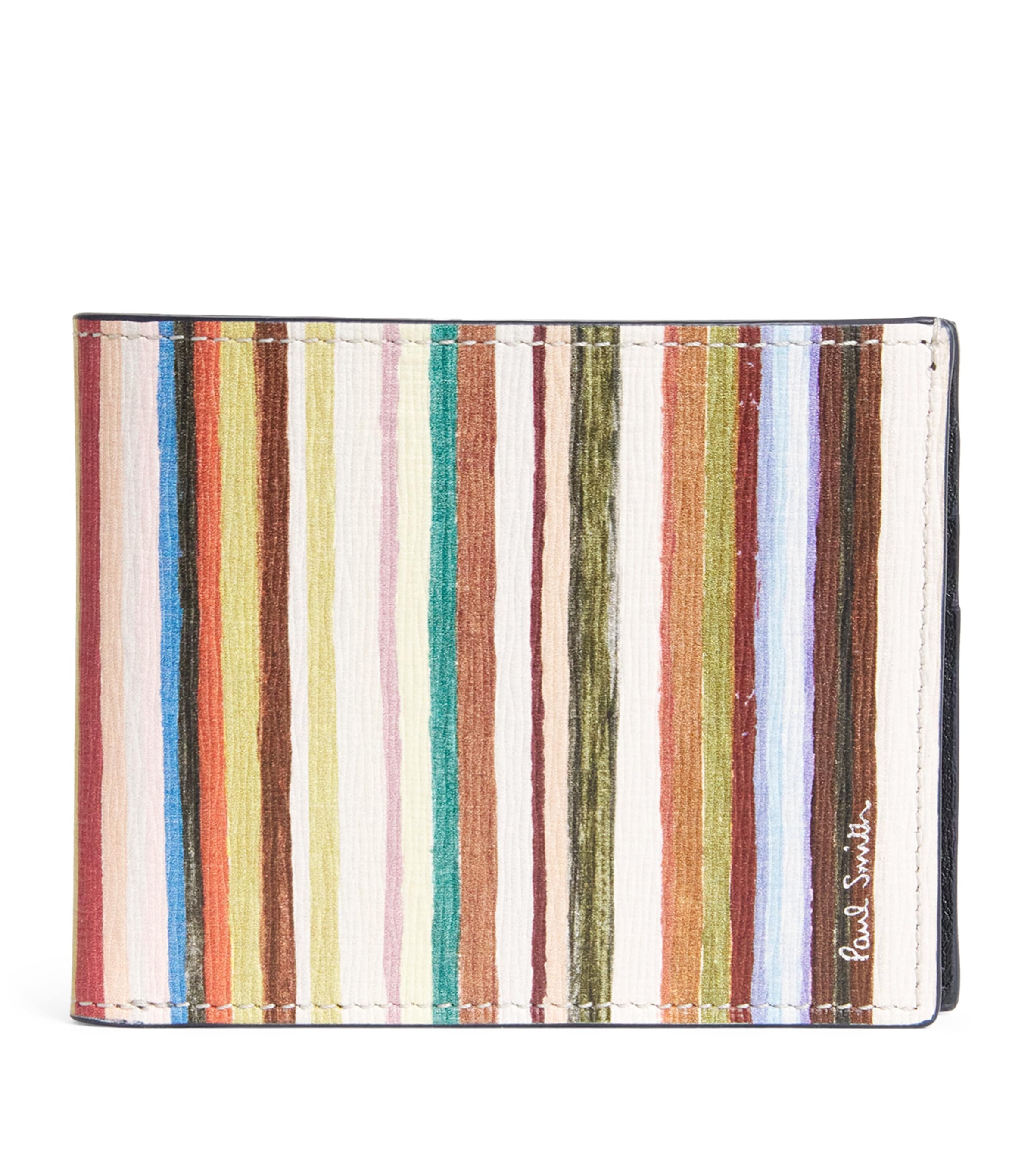 Leather Painted Stripe Bifold Wallet