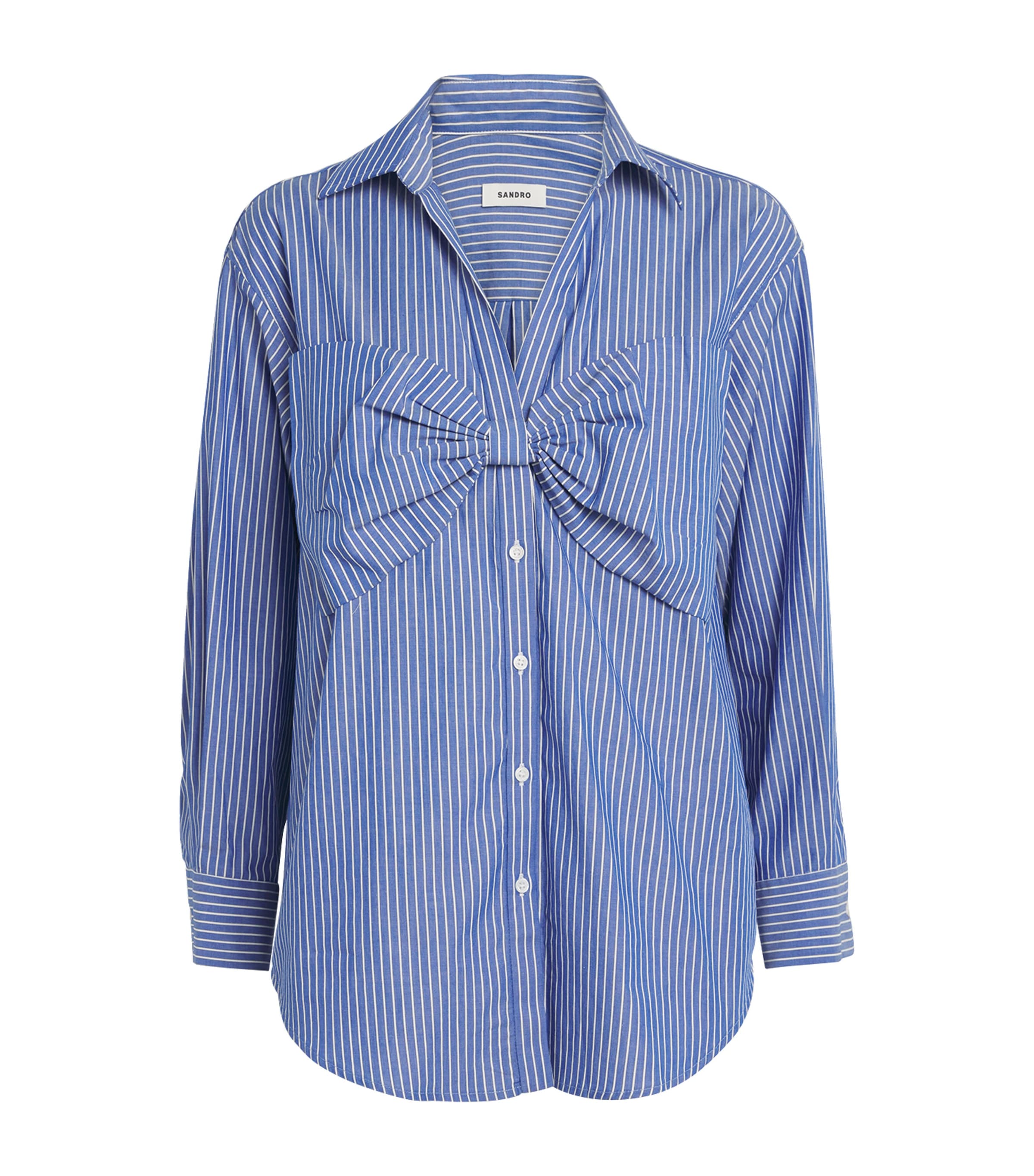 Cotton Stripe Bow Shirt