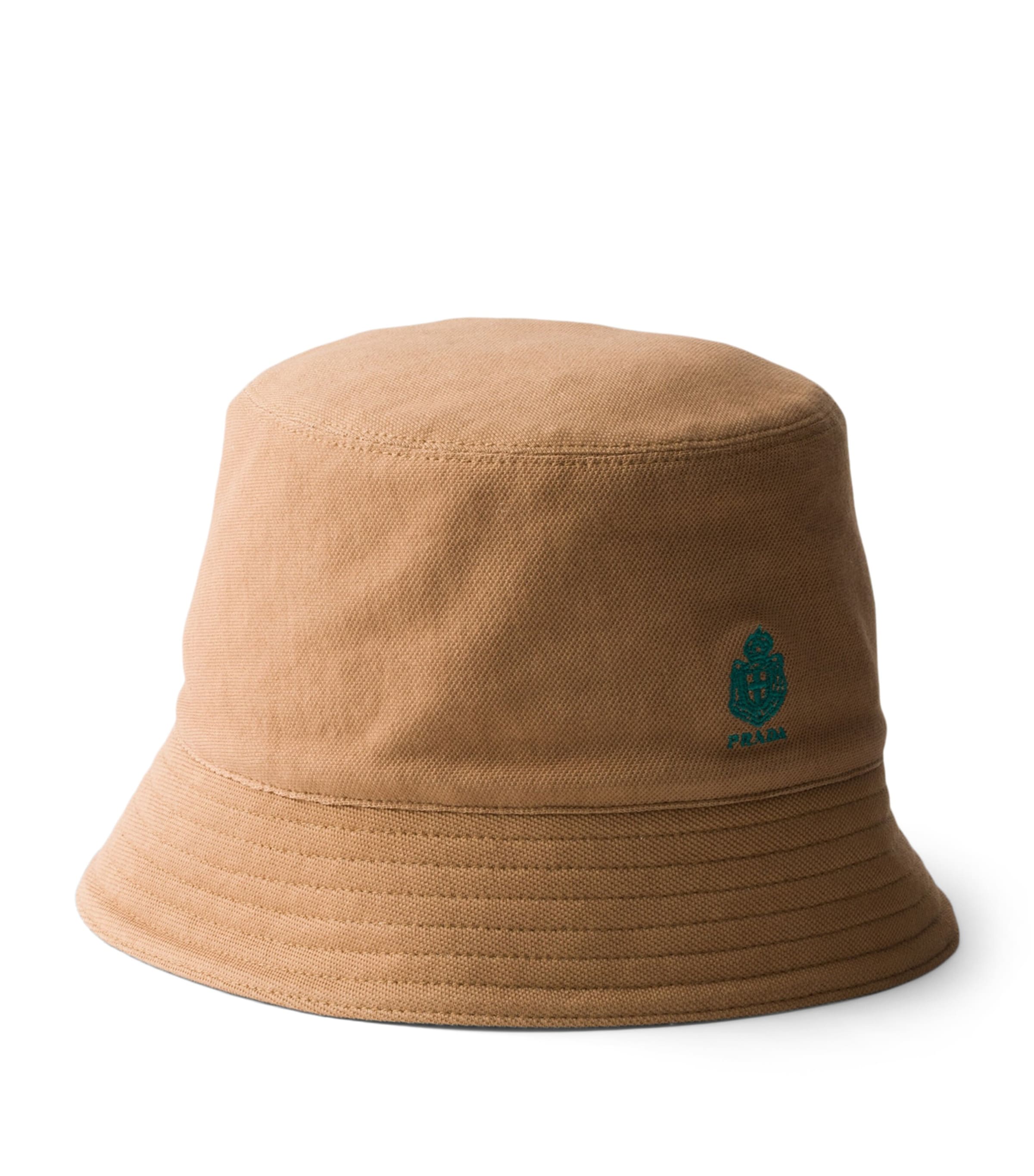 Prada Cotton Old Piqué Bucket Hat Neutral
