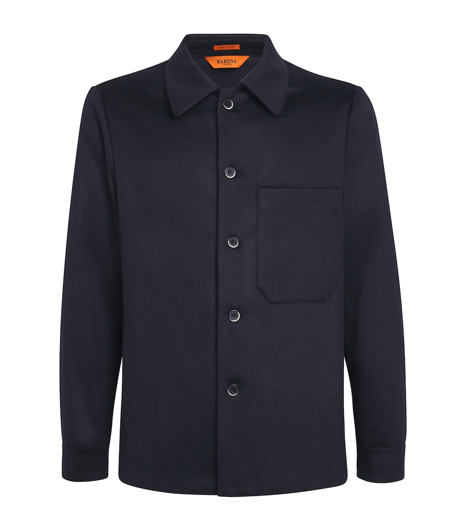 Barena Mens Brushed Cashmere Overshirt Navy