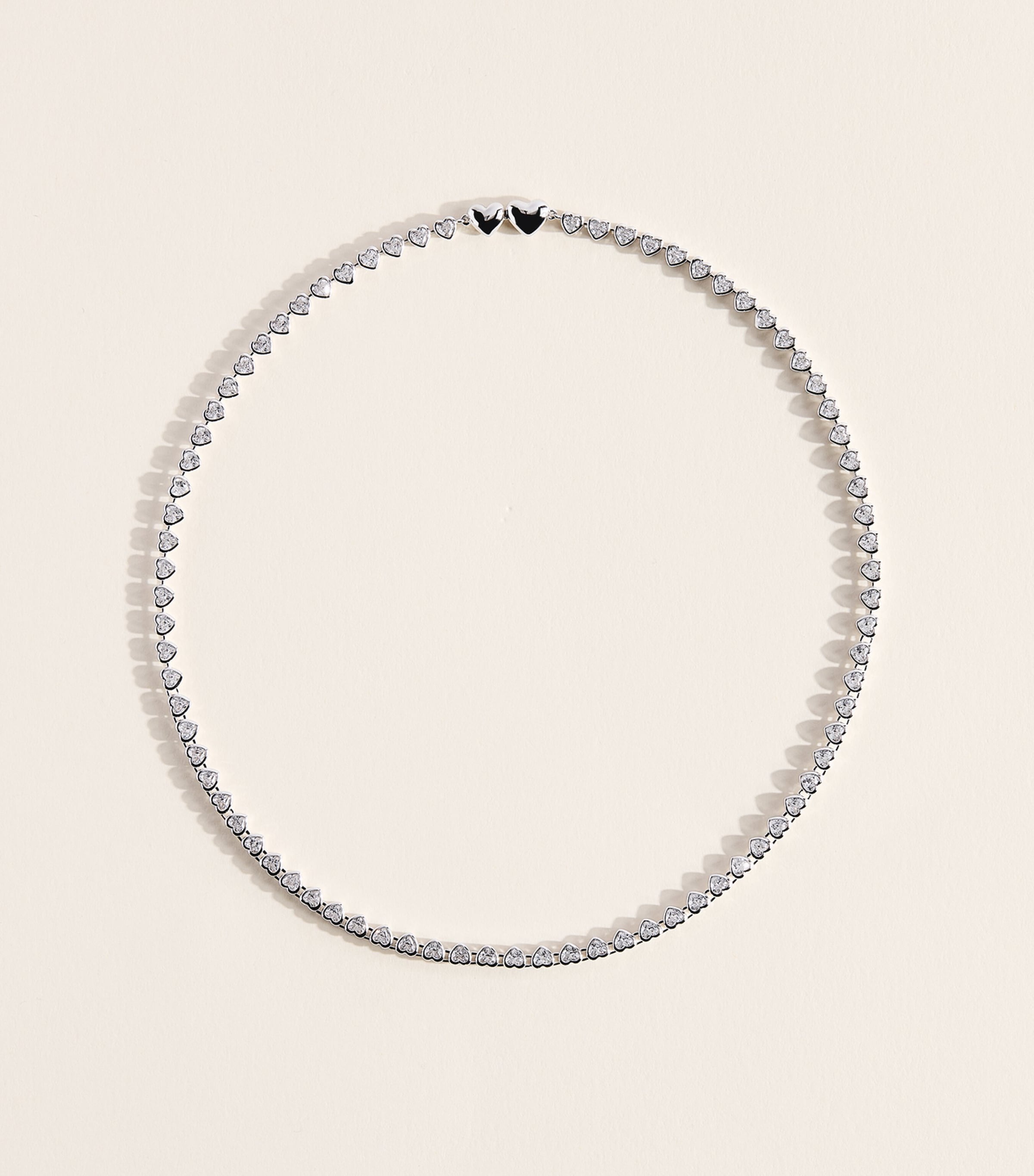 Astrid & Miyu Sterling Silver Heart Tennis Necklace Silver