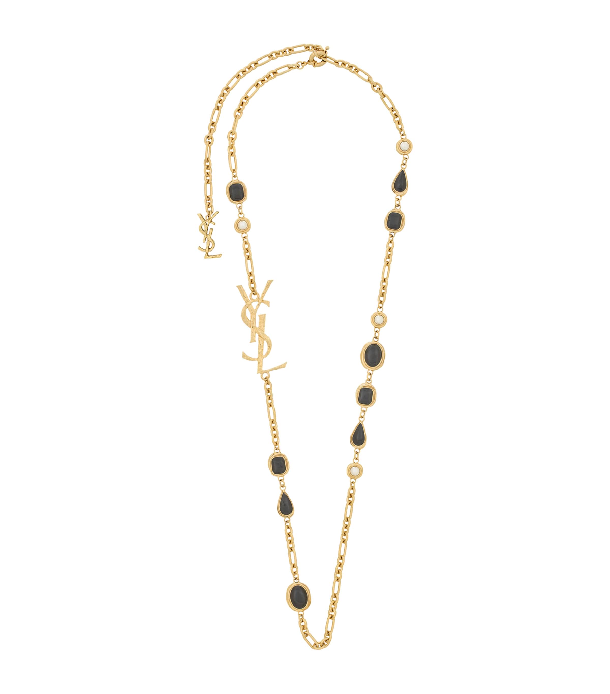 Saint Laurent Enamelled Cabochon Cassandre Chain Necklace