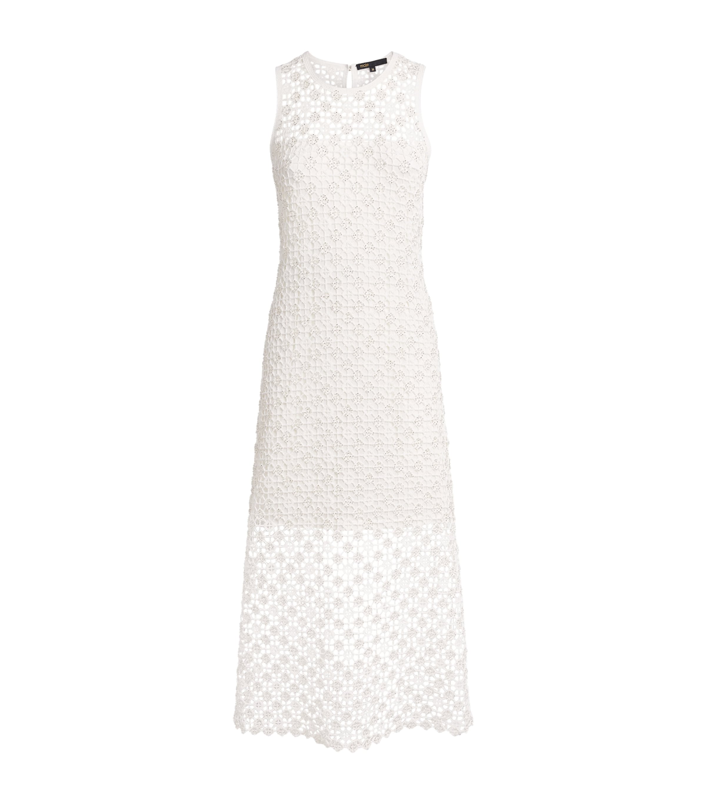 Maje Womens Embellished Crochet Midi Dress White