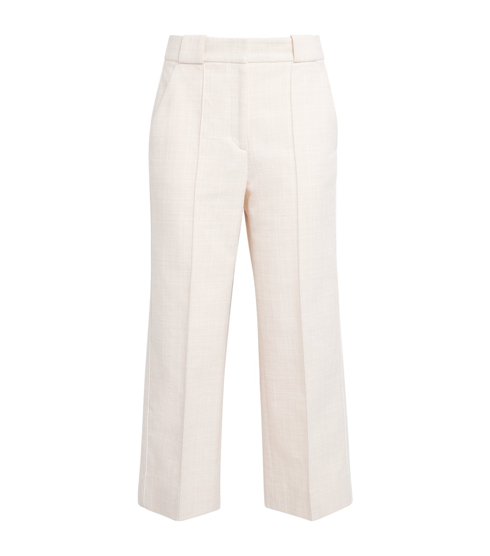 Cotton-Blend Textured Cropped Trousers