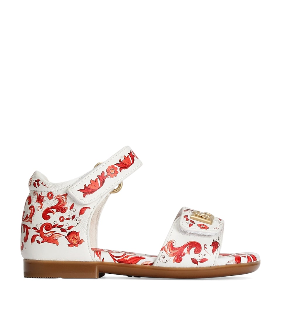 Dolce&Gabbana Kids Leather Majolica Sandals Maiolica Ora
