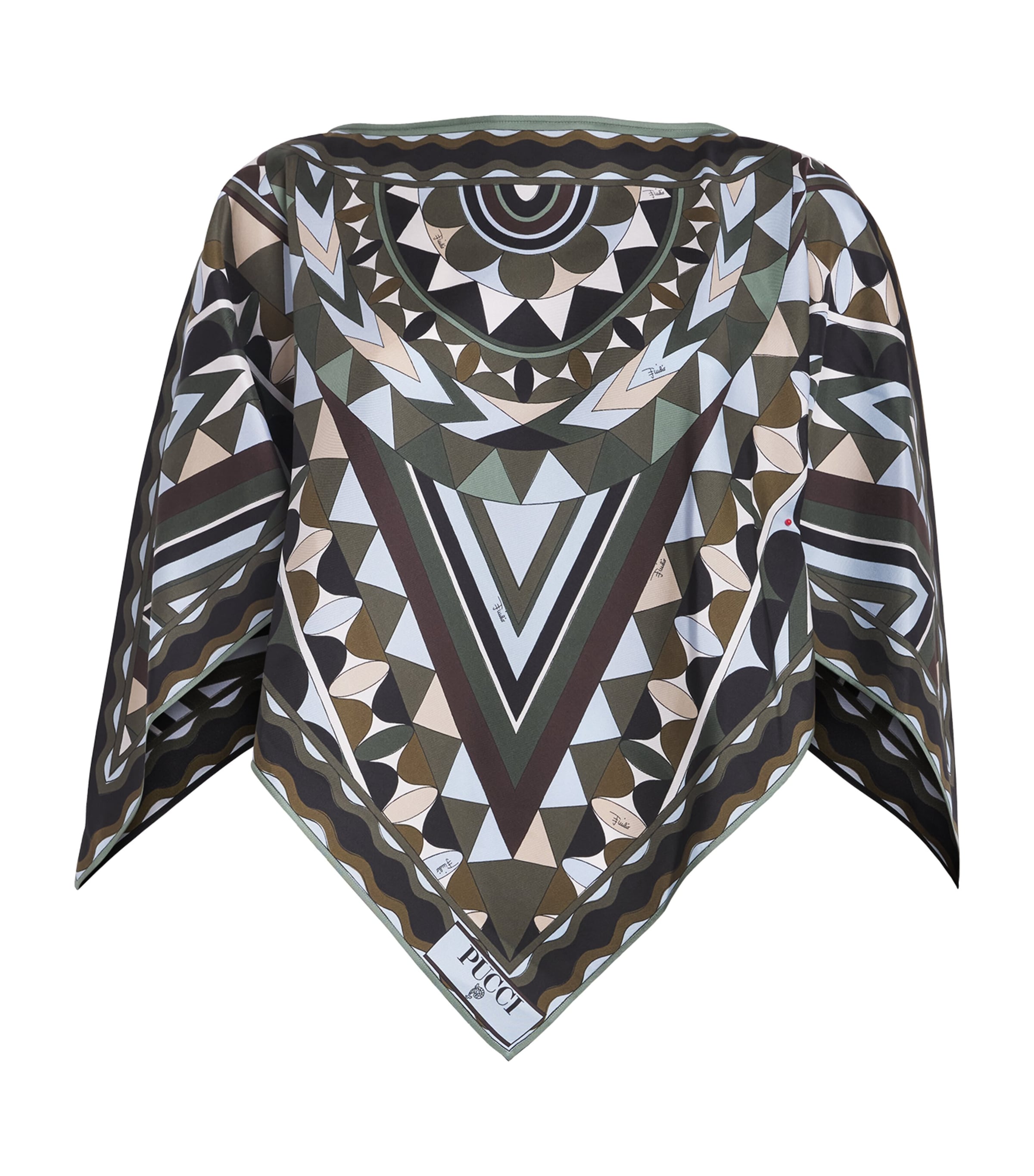 PUCCI Womens Silk Vivara Cape Top Khaki