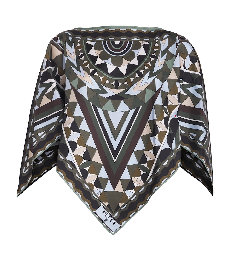 PUCCI Womens Silk Vivara Cape Top Khaki