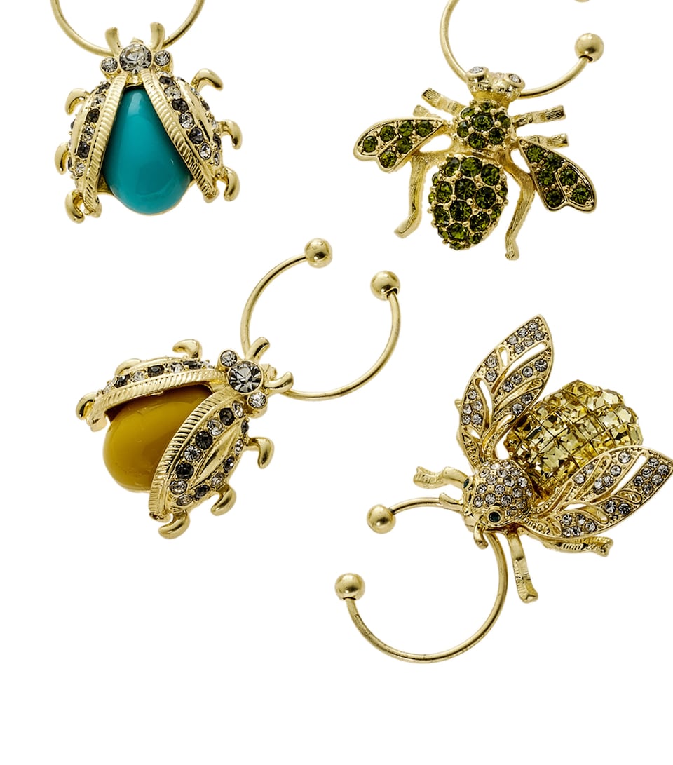 Set of 6 Bedazzled Bee Wine Charms