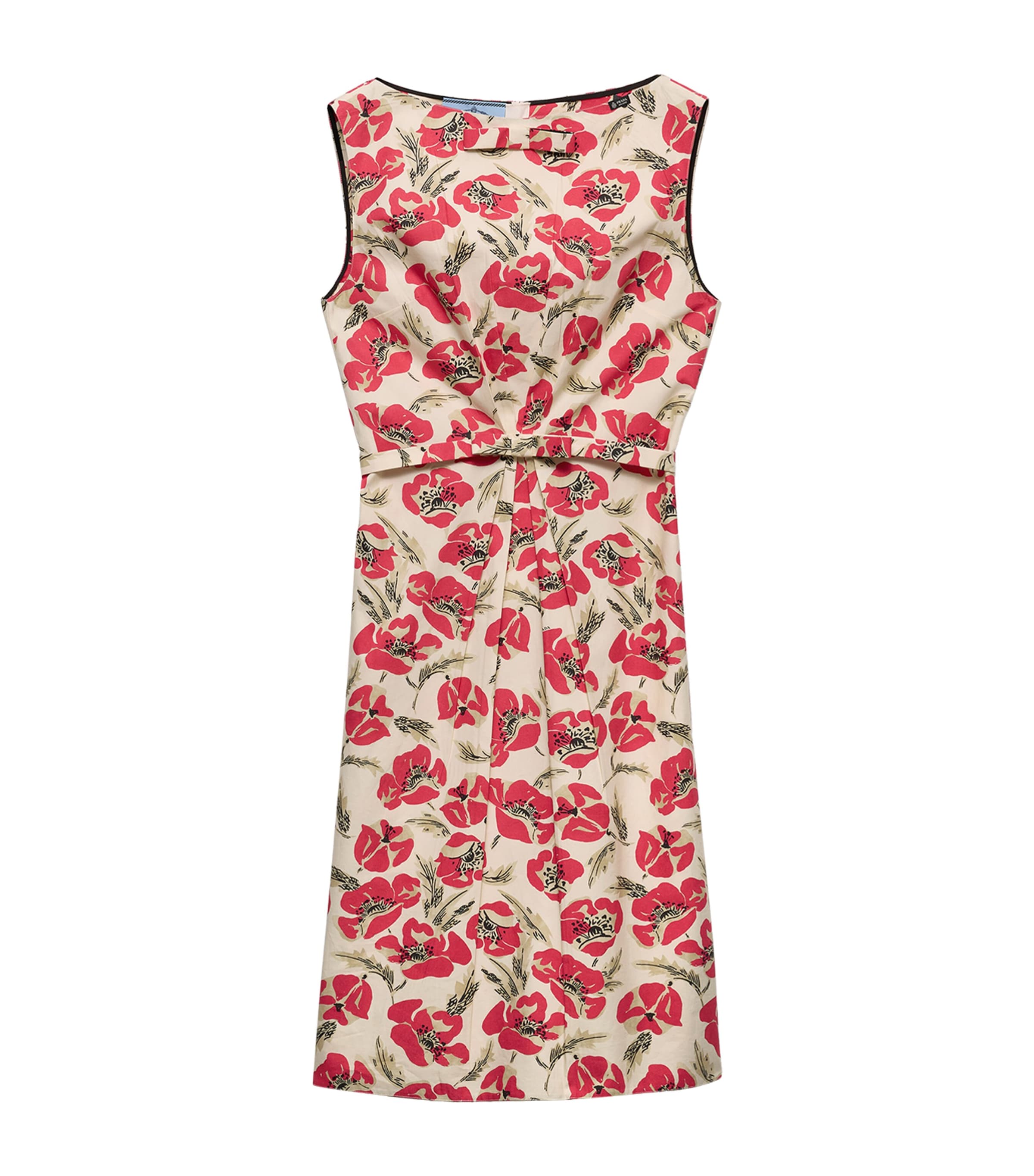 Prada Womens Cotton Poplin Poppies Mini Dress Red