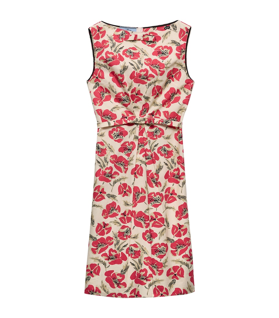 Prada Womens Cotton Poplin Poppies Mini Dress Red