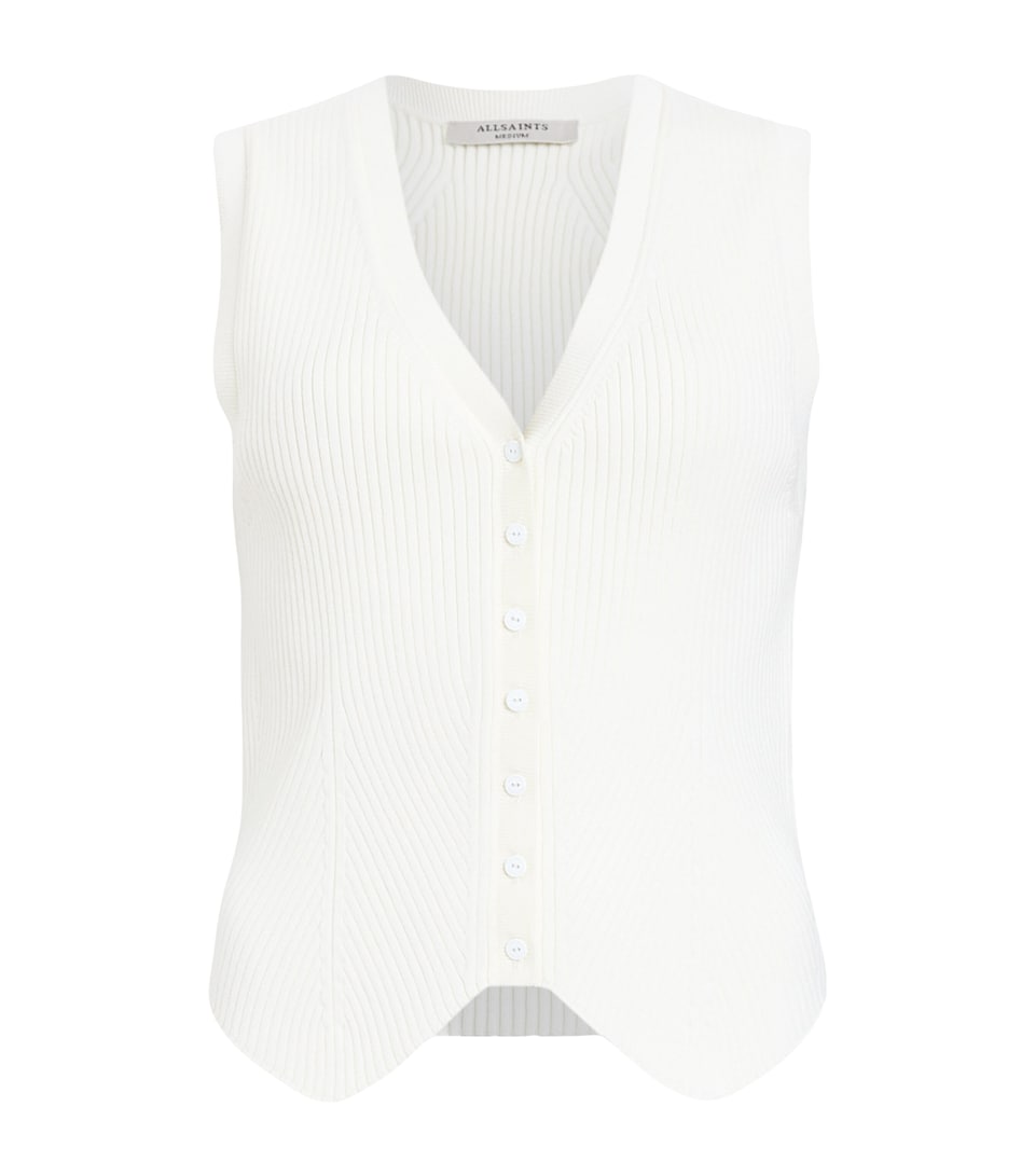 AllSaints Womens Knitted Cruz Waistcoat Chalk White
