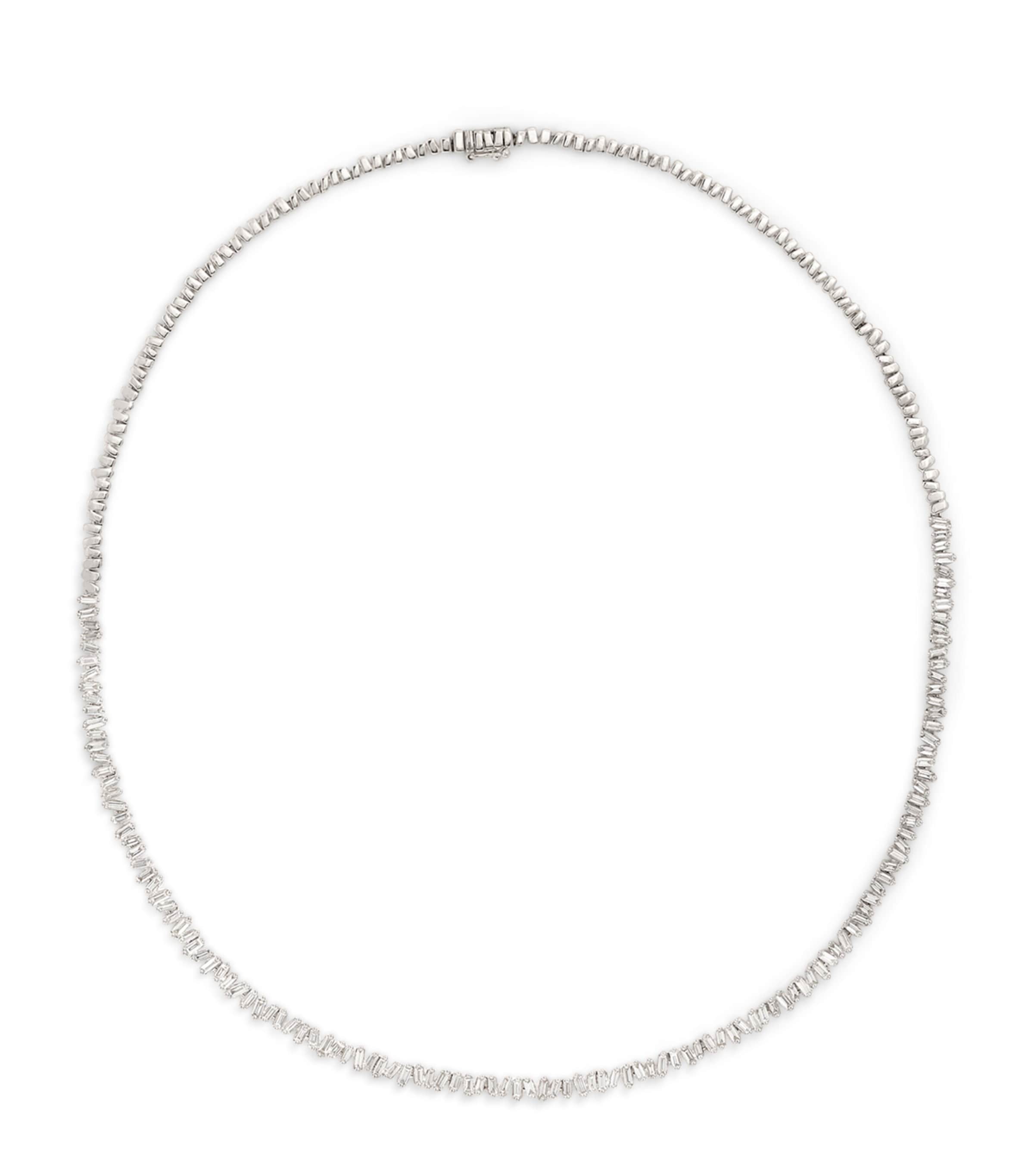 Suzanne Kalan White Gold and Diamond Mini Classic Tennis Necklace Wg/wd
