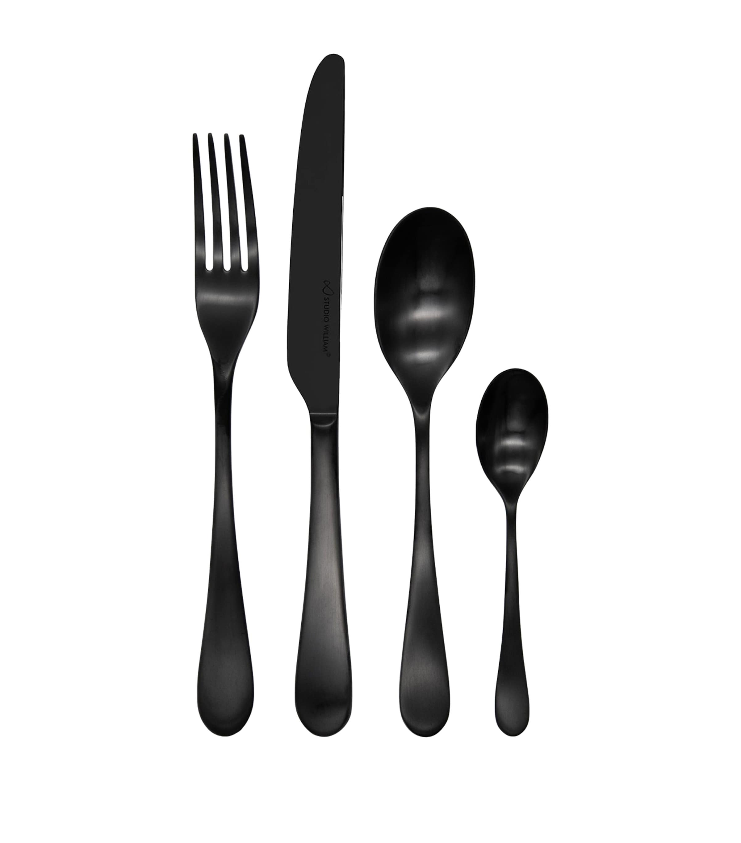 Studio William Black Satin Mulberry 24-Piece Cutlery Set Satin Black