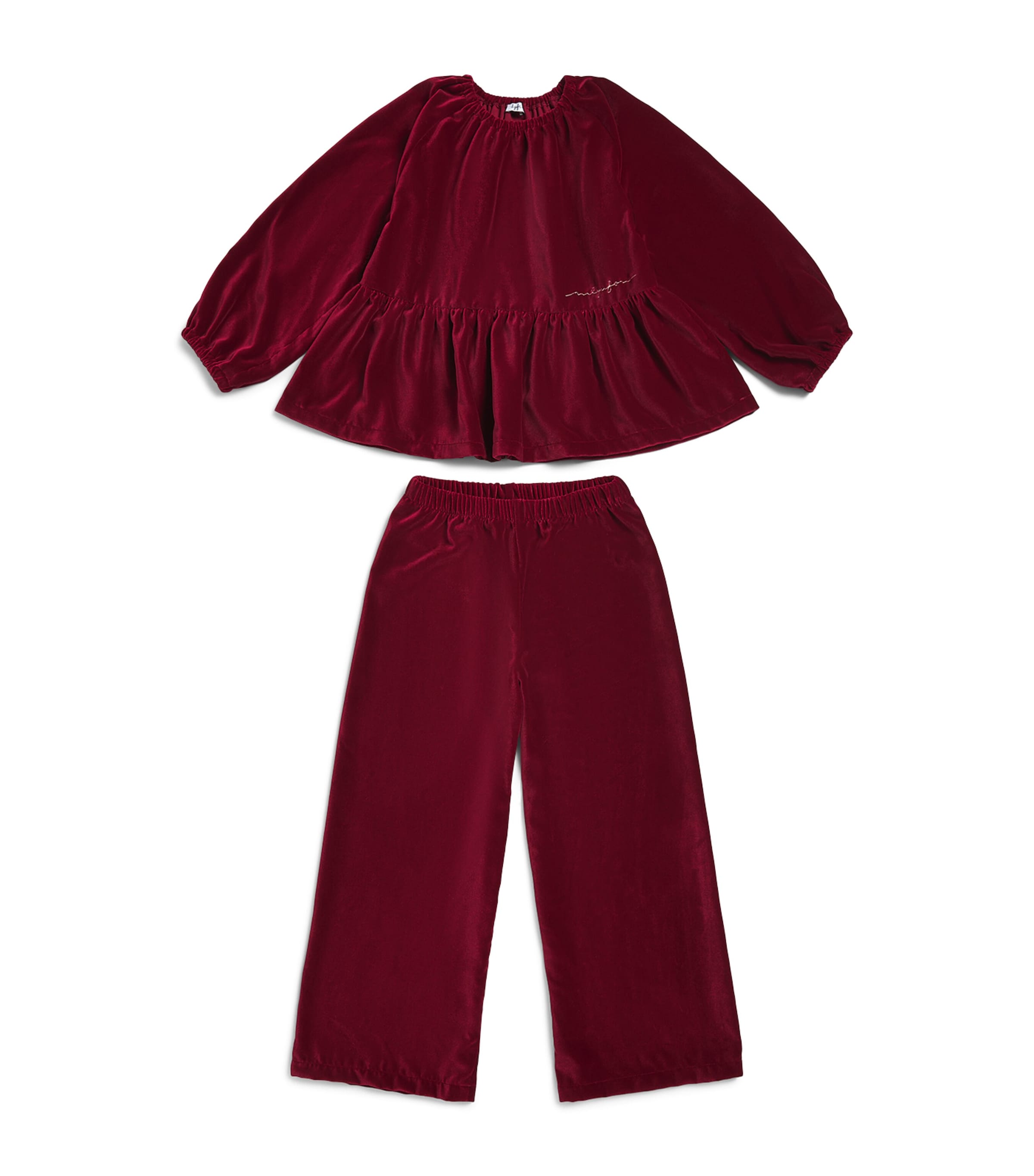 Il Gufo Velvet Top and Trousers Set (2-12 Years) Burgundy