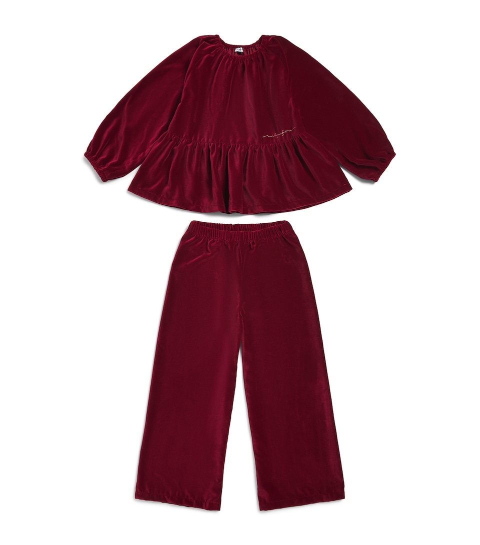Il Gufo Velvet Top and Trousers Set (2-12 Years) Burgundy