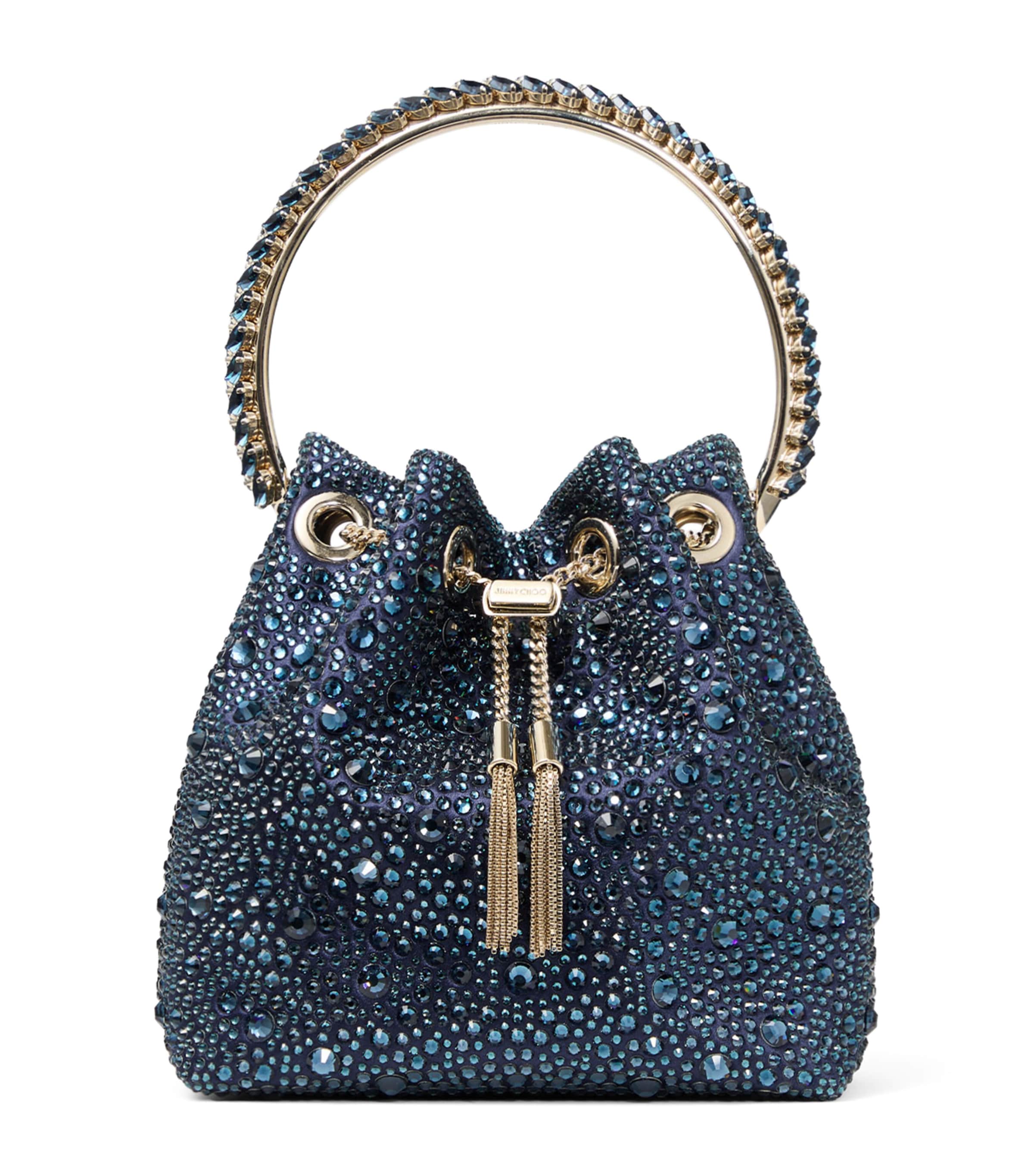 Jimmy Choo Embellished Bon Bon Top-Handle Bag Marine/crystal/light