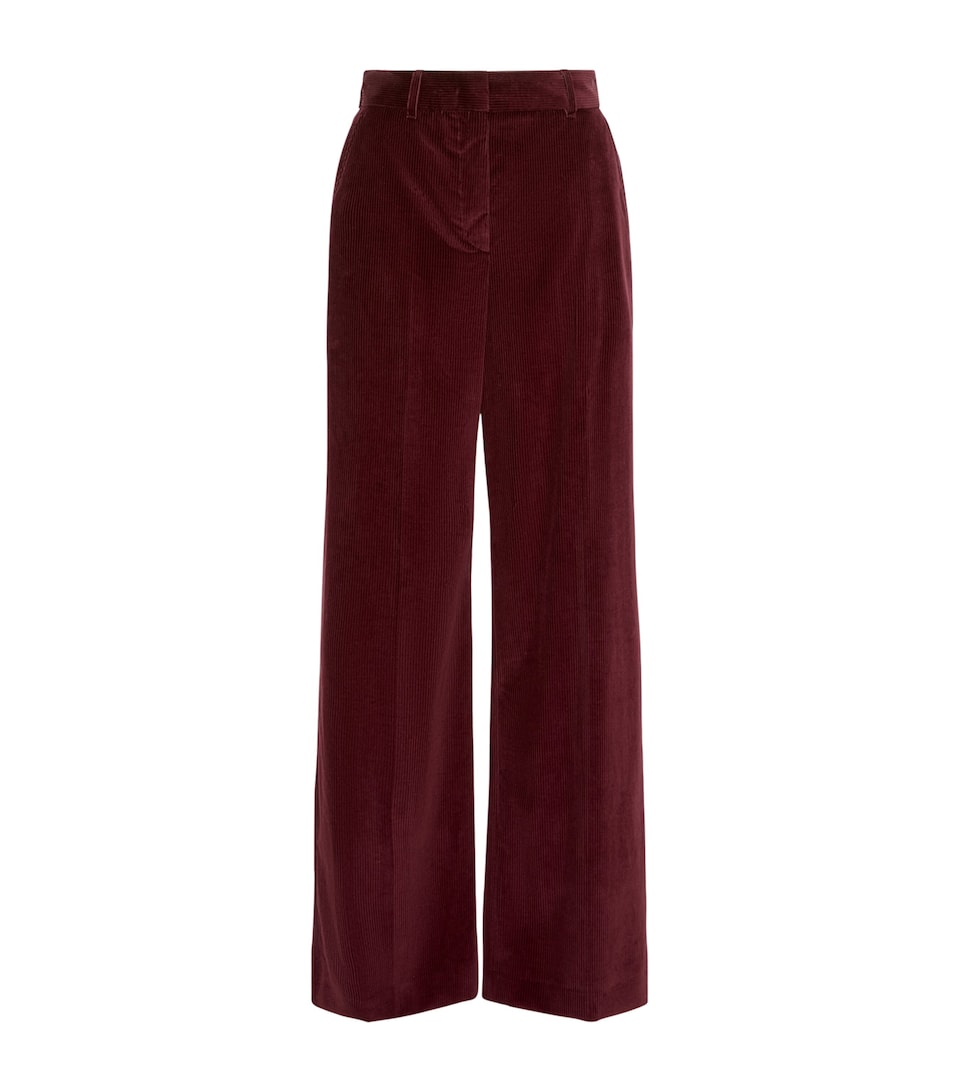 Weekend Max Mara Womens Cotton Corduroy Wide-Leg Trousers Bordeaux