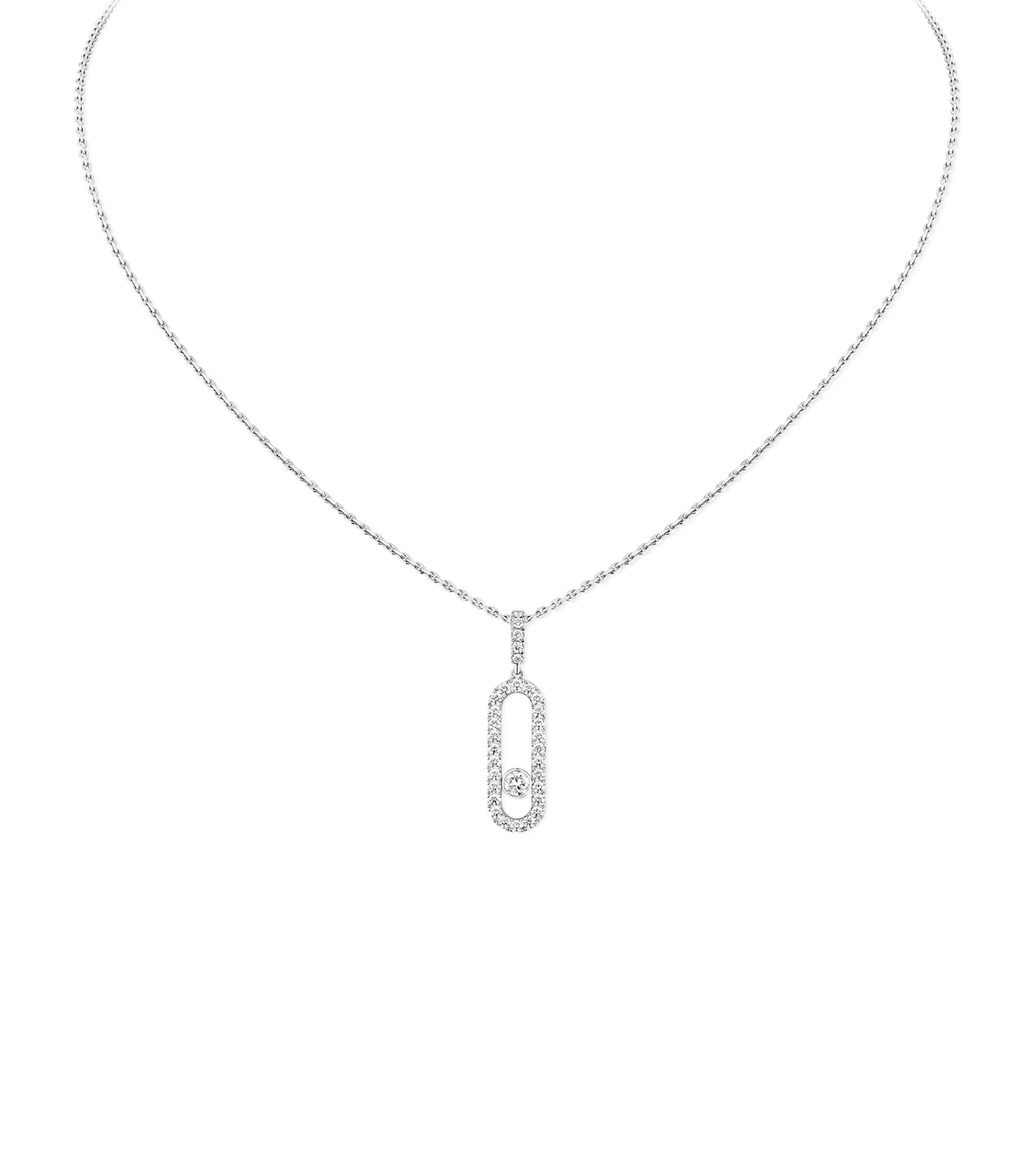 Messika Large Move Uno White Gold and Diamond Pavé Necklace White Gold