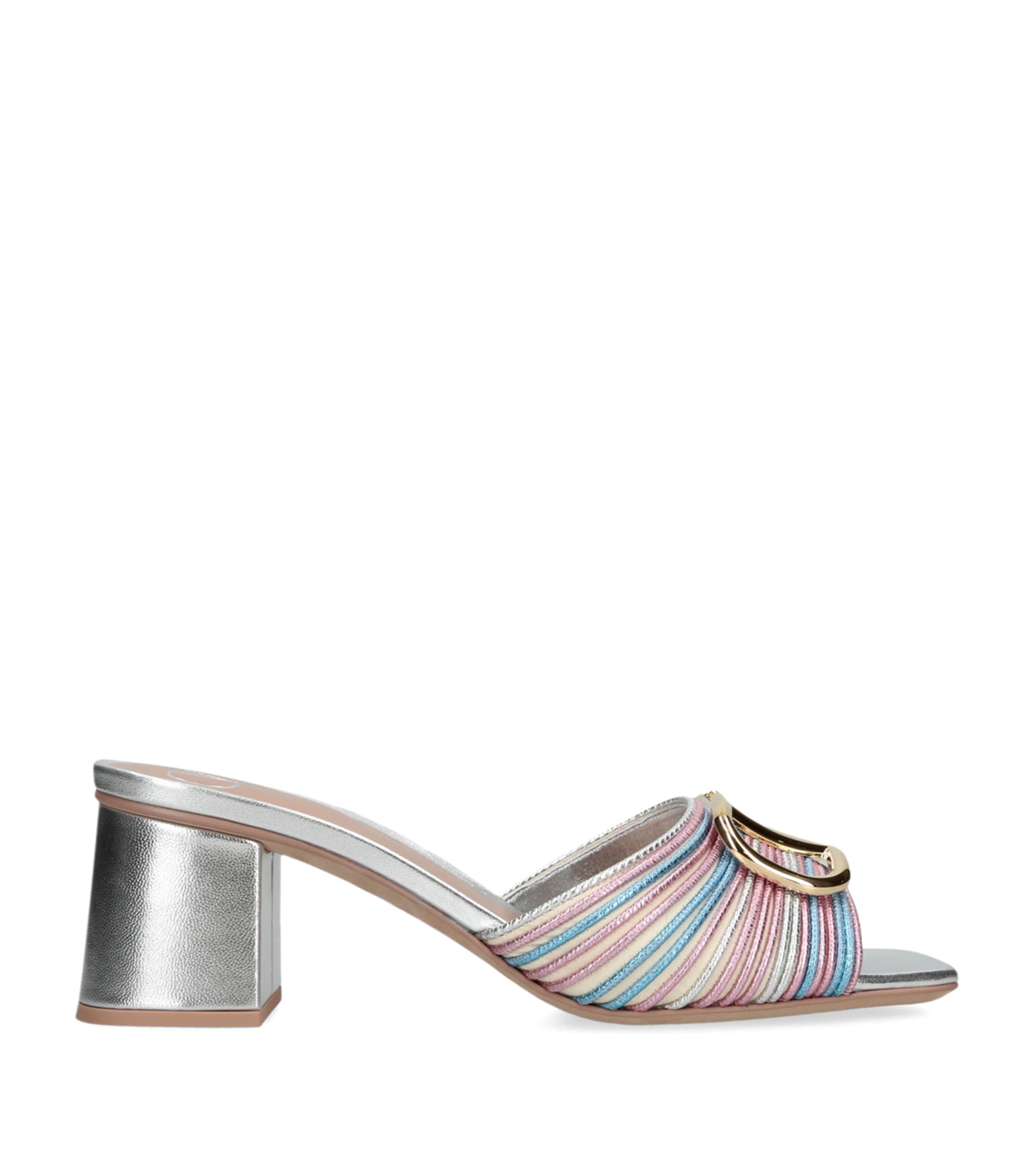 Metallic Leather Cornely Heeled Mules 60