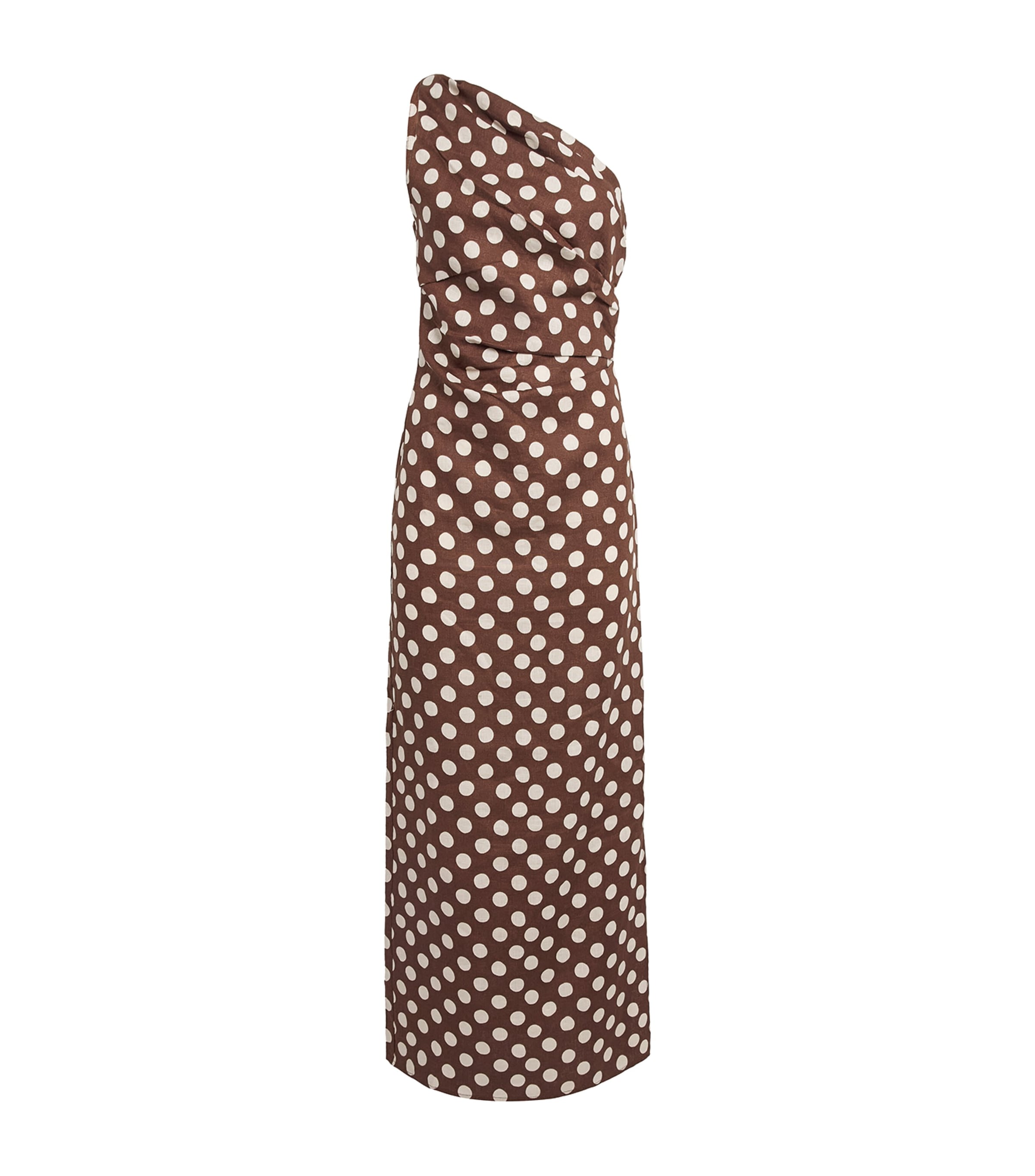 Faithfull the Brand Womens Linen Polka-Dot Simona Maxi Dress Cioccolato Dot