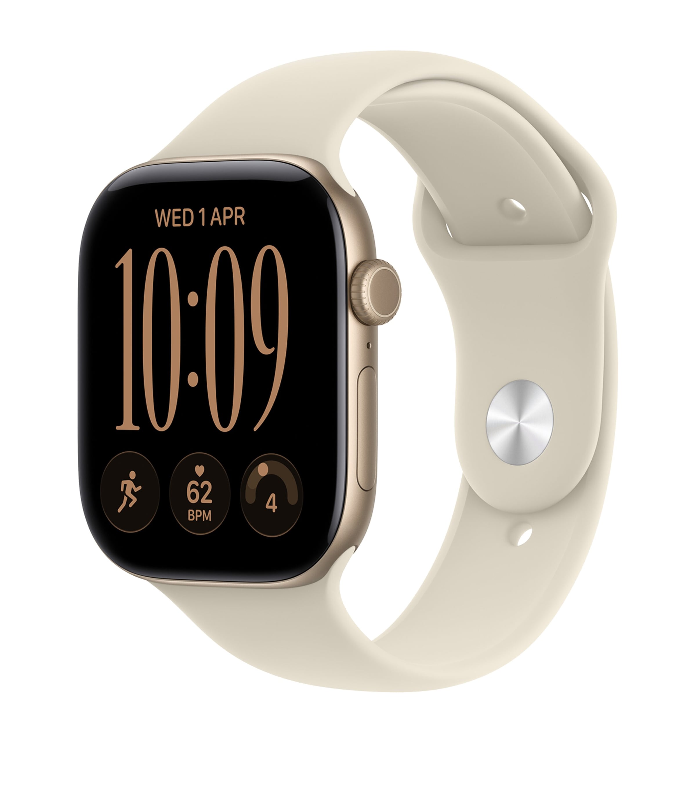 Apple Apple Watch Series 12 GPS + Cellular – Light Gold Aluminium with Sand Sport Band, 46mm, Medium/Large Light Gold