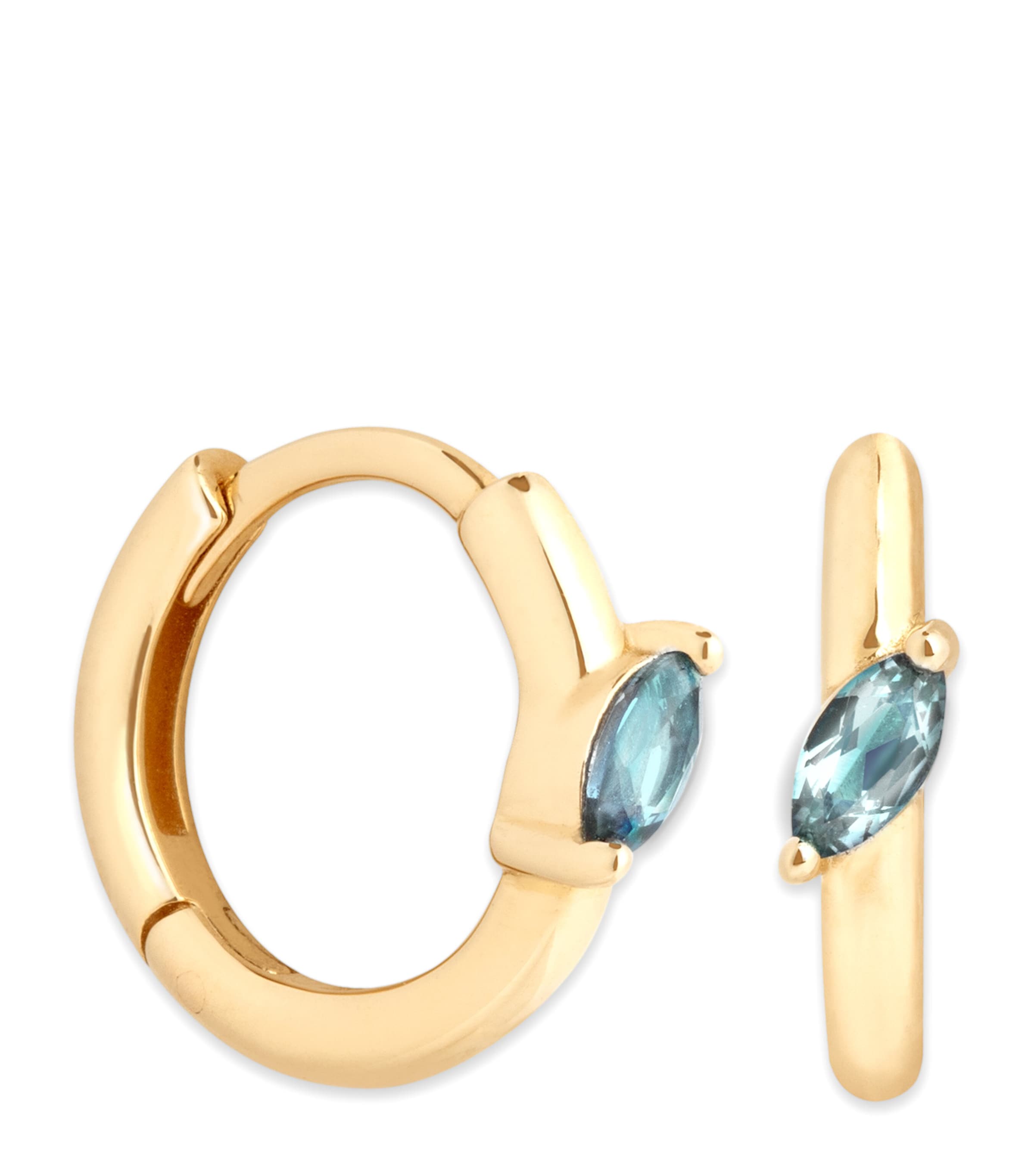 Yellow Gold and Alexandrite Marquise Hoop Earrings