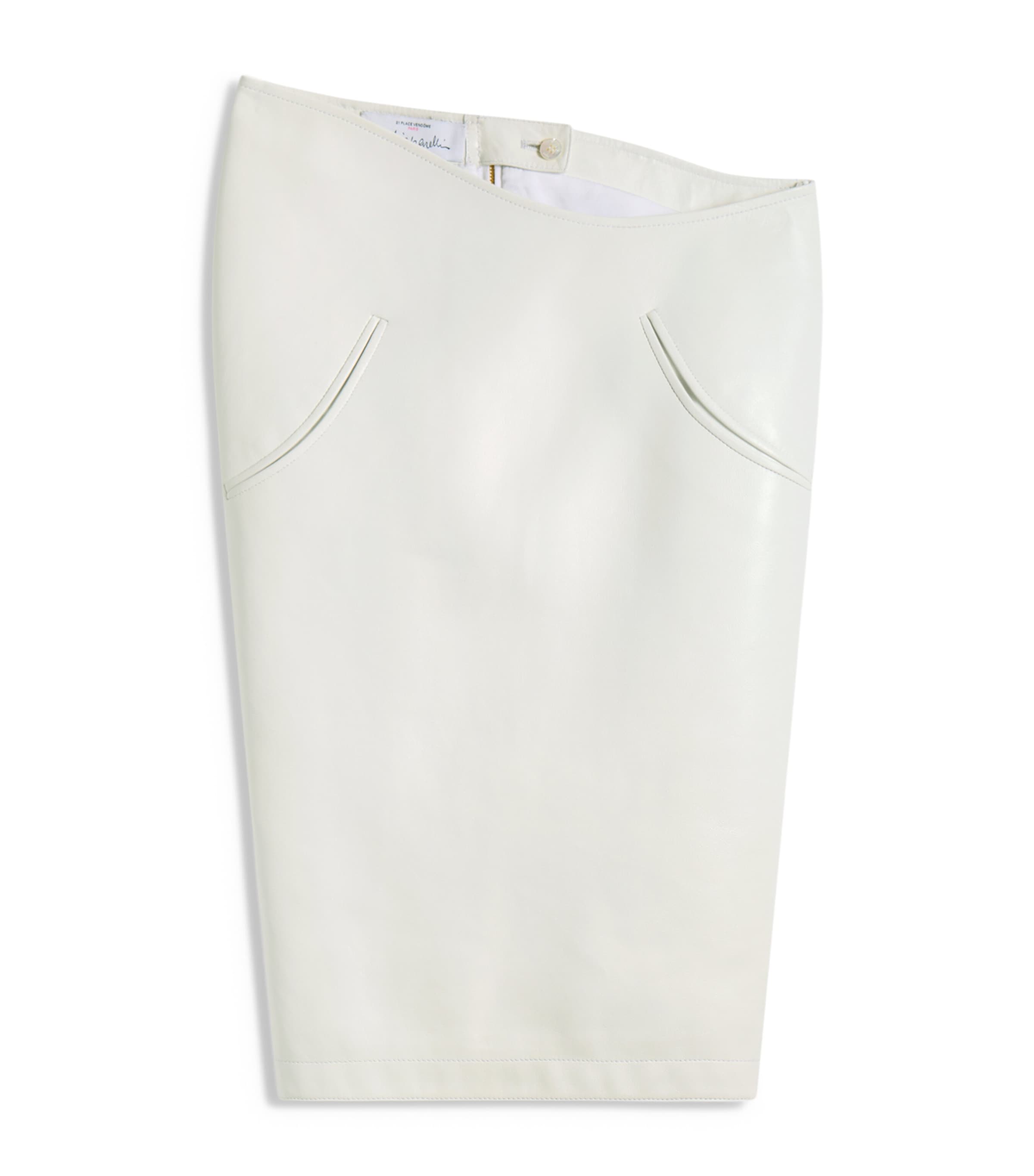 Schiaparelli Womens Lambskin Wave Skirt White