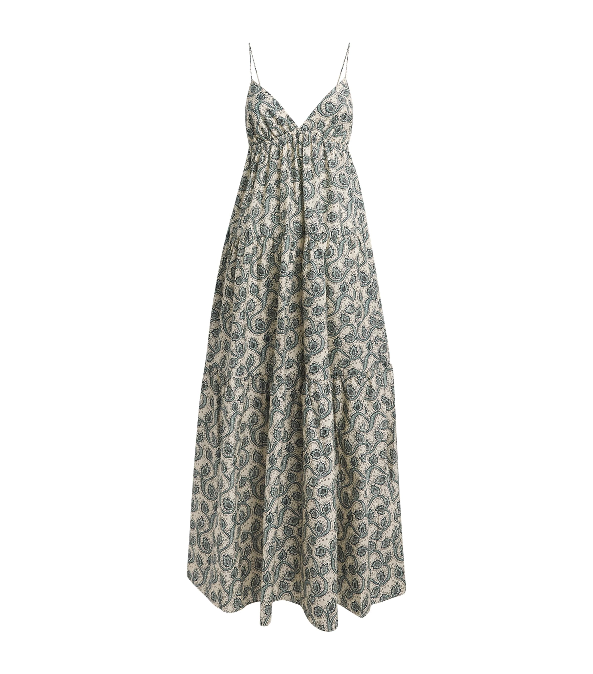 Matteau Womens Organic Cotton Tiered Maxi Dress Vine