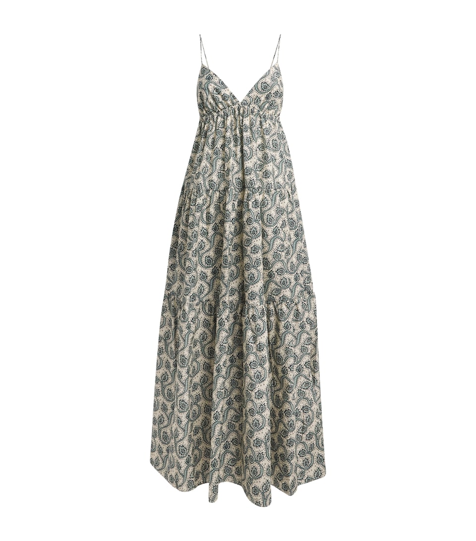 Matteau Womens Organic Cotton Tiered Maxi Dress Vine