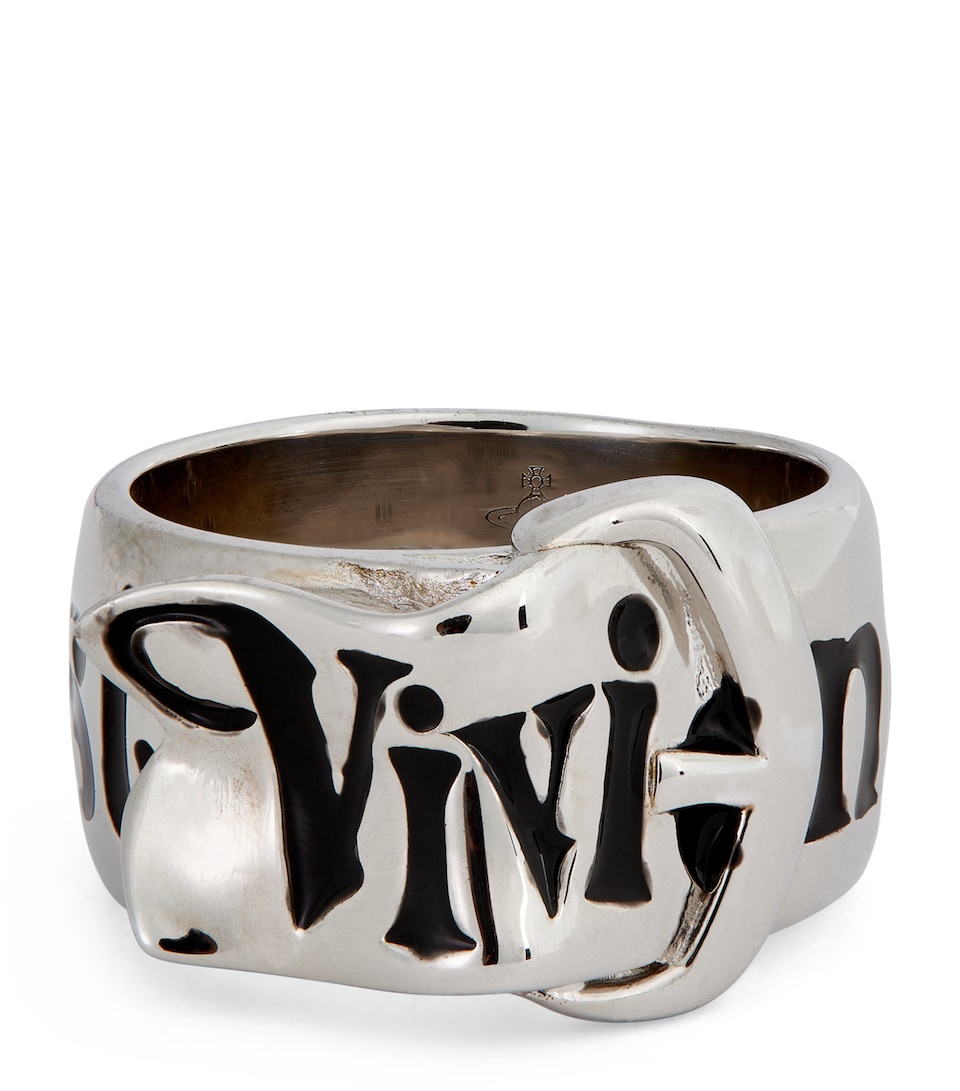 Vivienne Westwood Silver Belt Ring Platinum/black