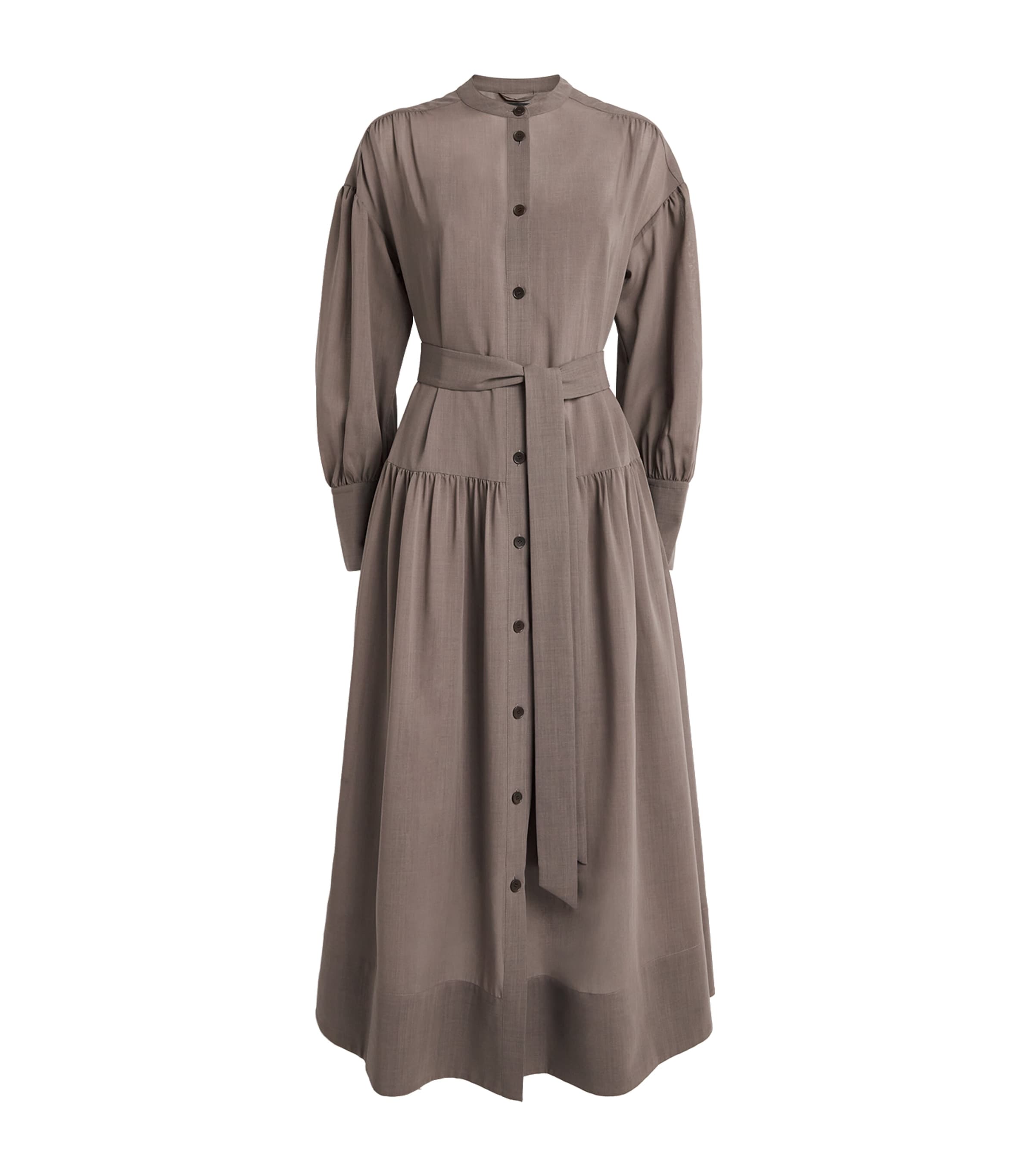 Wool-Blend Belted Emma Midi Dress