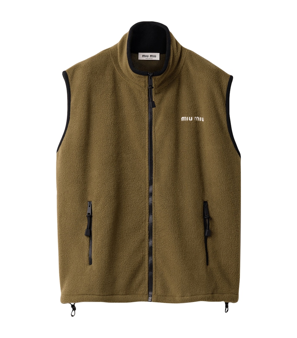 Miu Miu Womens Fleece Jersey Gilet Green