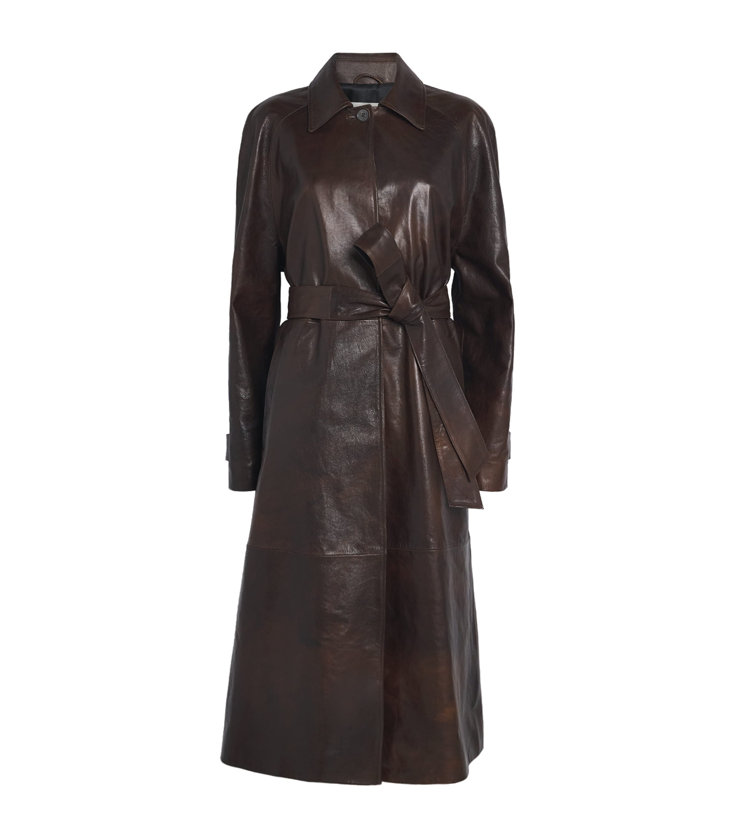 Leather Belted Trench Coat