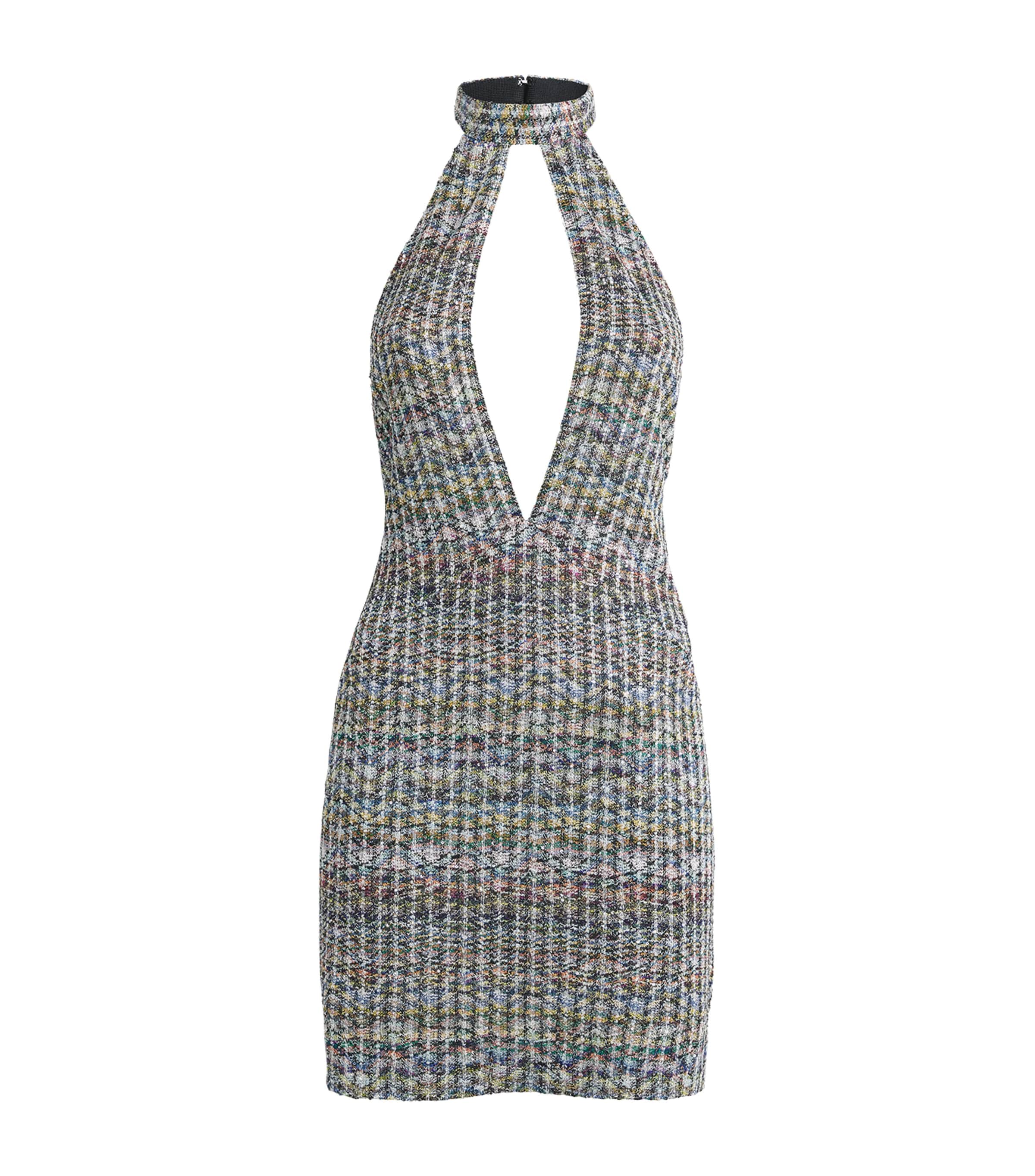 Missoni Womens Sequin Chevron Cut-Out Mini Dress Smspw Light Multiclr