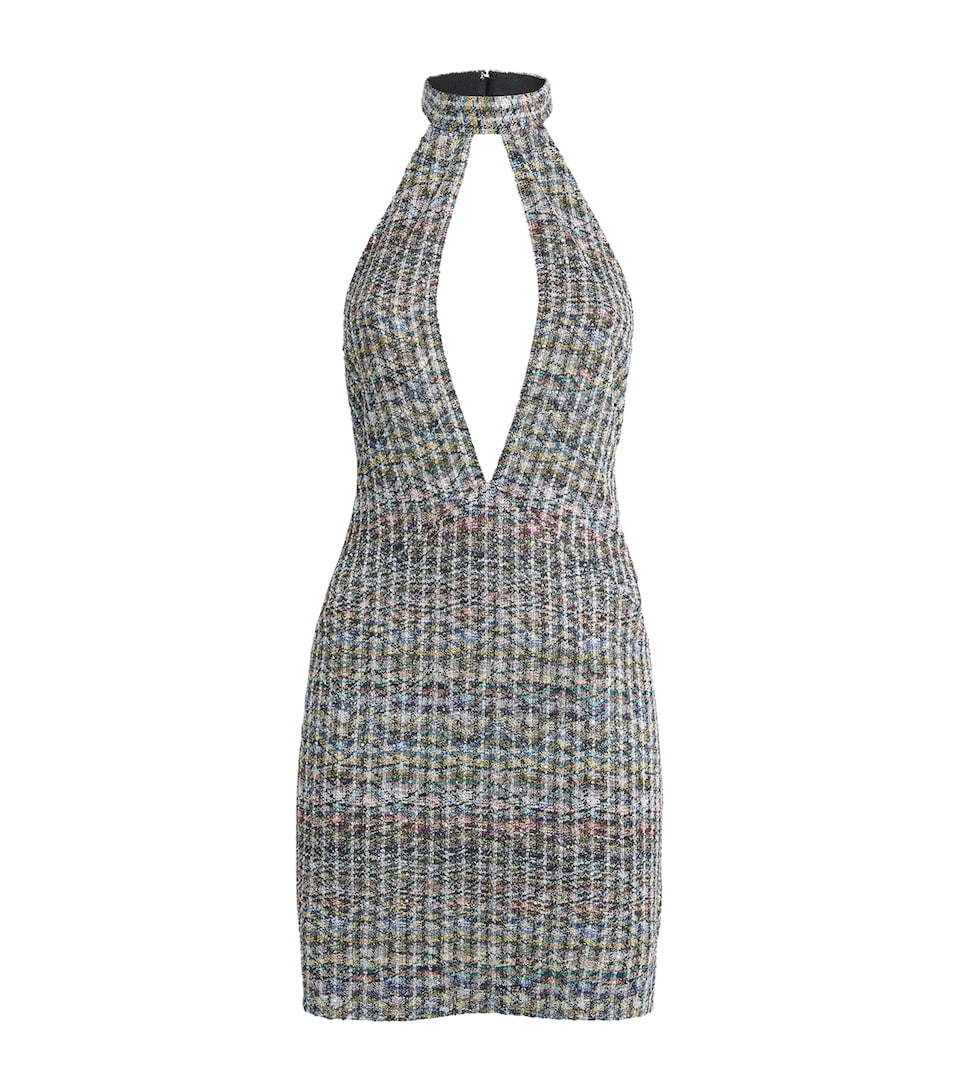 Missoni Womens Sequin Chevron Cut-Out Mini Dress Smspw Light Multiclr