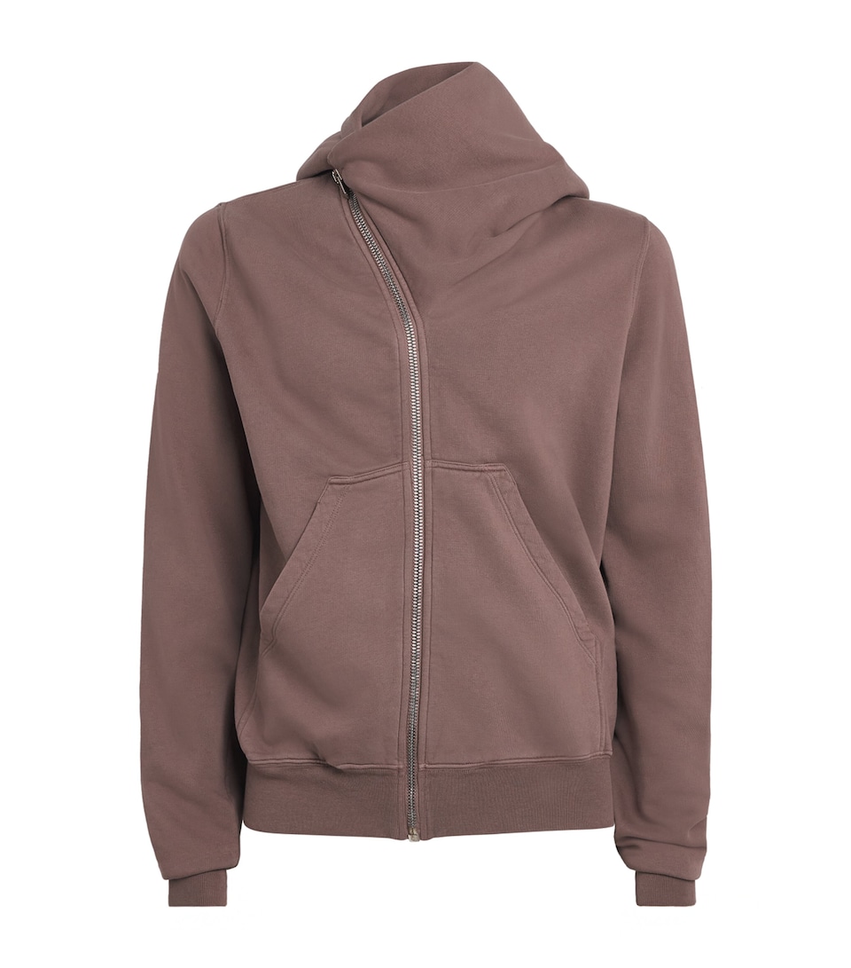 Rick Owens Mens Asymmetric Mountain Hoodie Grape